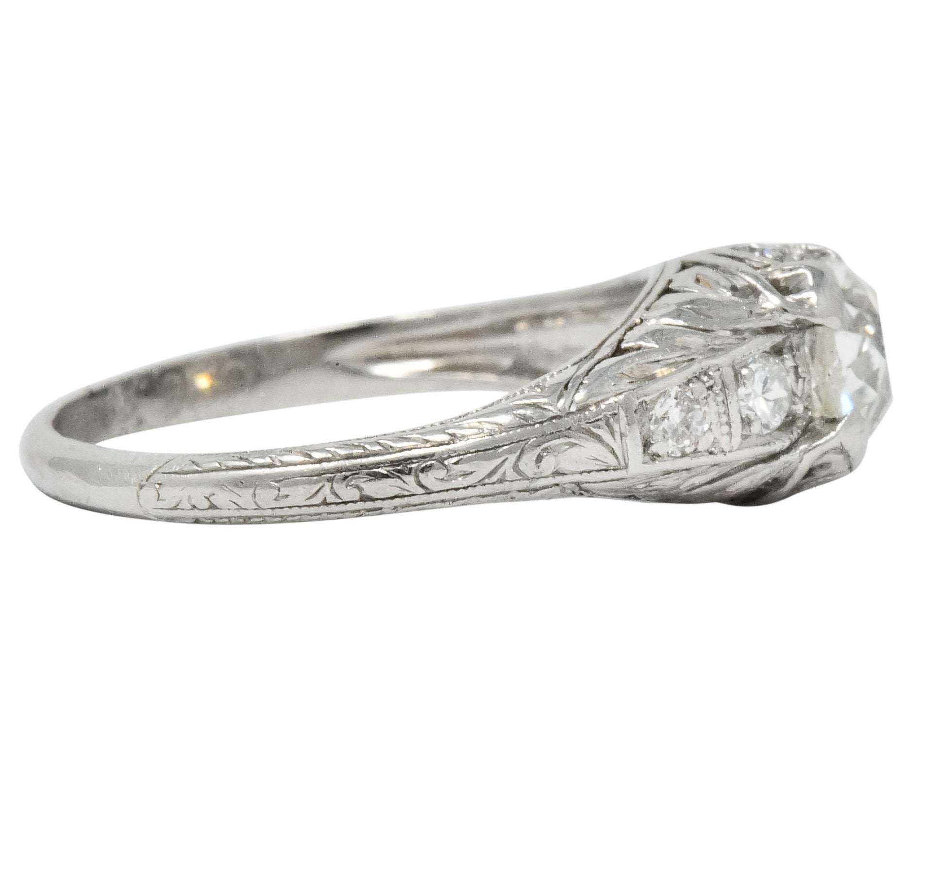 Art Deco 0.70 CTW Diamond Platinum Engagement Ring - Wilson's Estate Jewelry