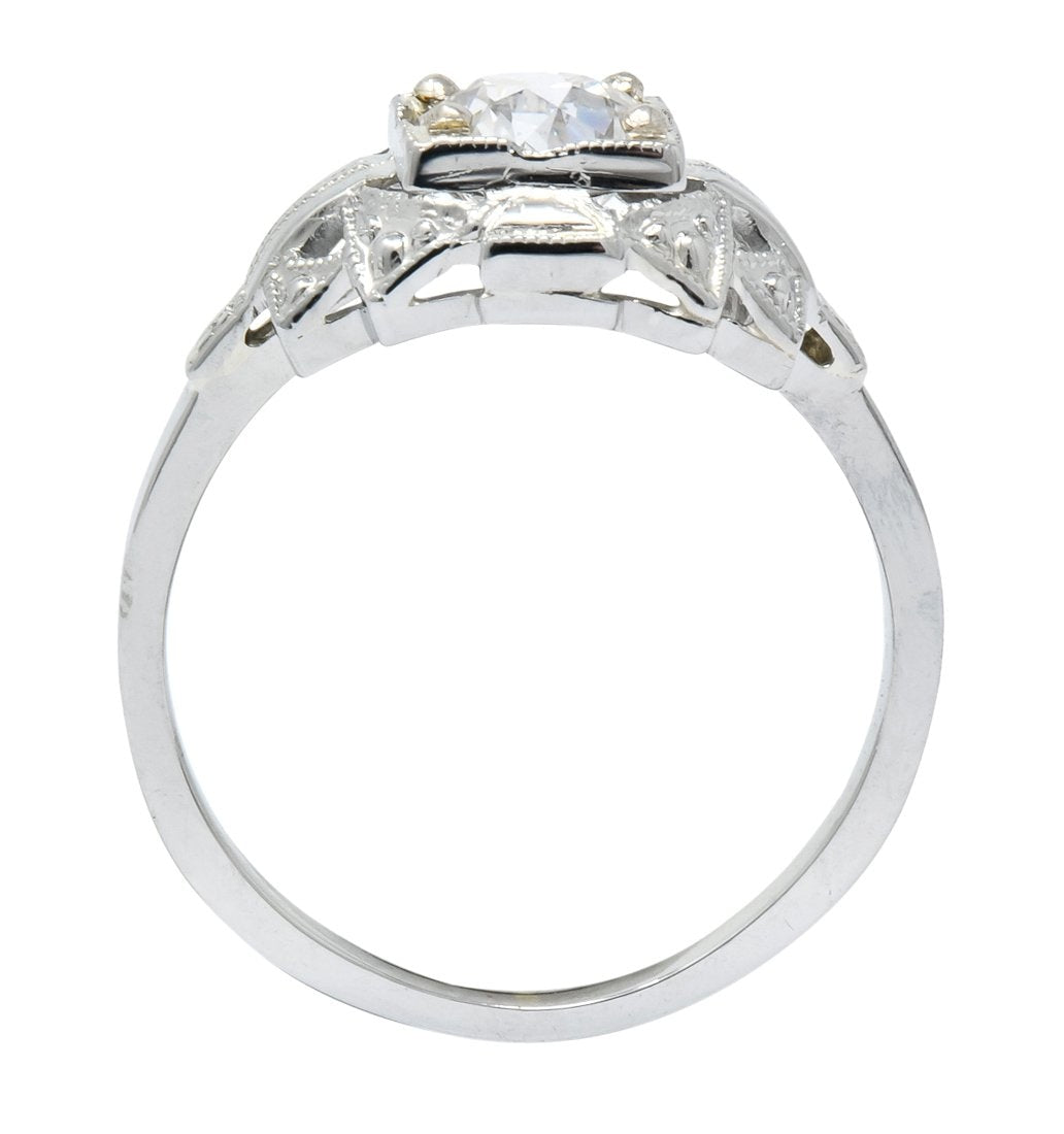 Art Deco 0.73 CTW Diamond 18 Karat White Gold Engagement Ring GIA - Wilson's Estate Jewelry