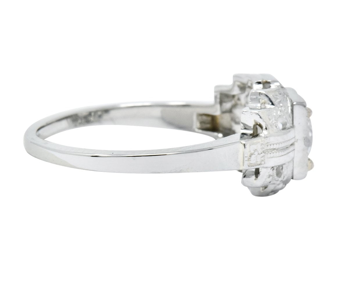 Art Deco 0.73 CTW Diamond 18 Karat White Gold Engagement Ring GIA - Wilson's Estate Jewelry