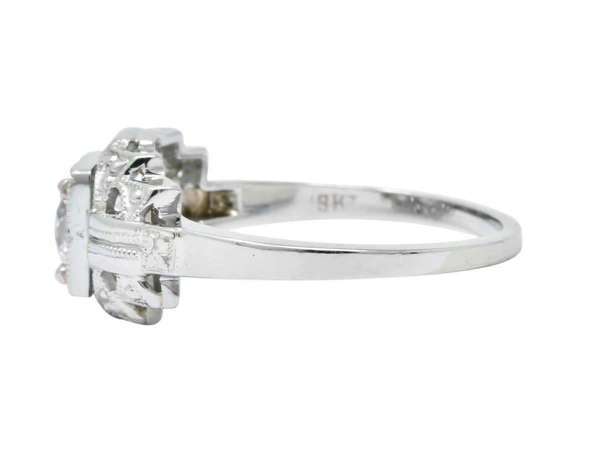 Art Deco 0.73 CTW Diamond 18 Karat White Gold Engagement Ring GIA - Wilson's Estate Jewelry