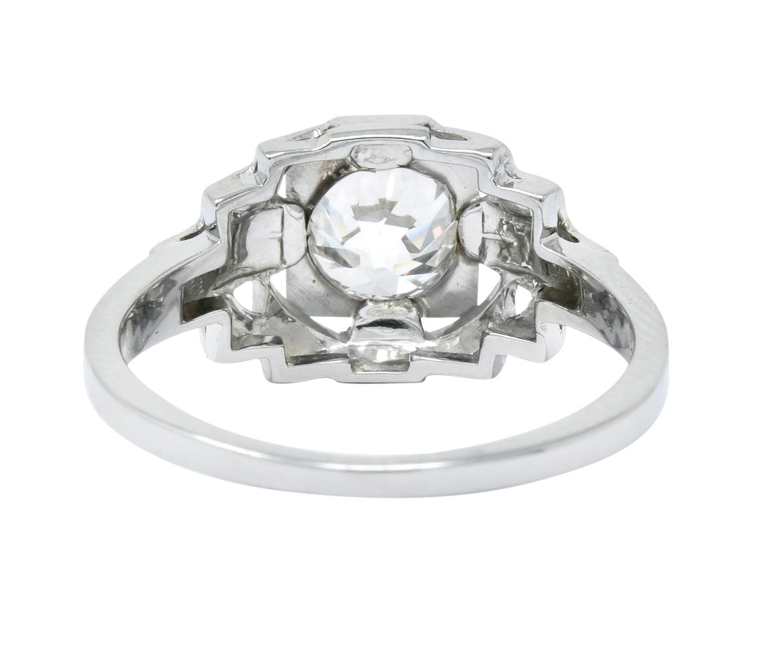 Art Deco 0.73 CTW Diamond 18 Karat White Gold Engagement Ring GIA - Wilson's Estate Jewelry