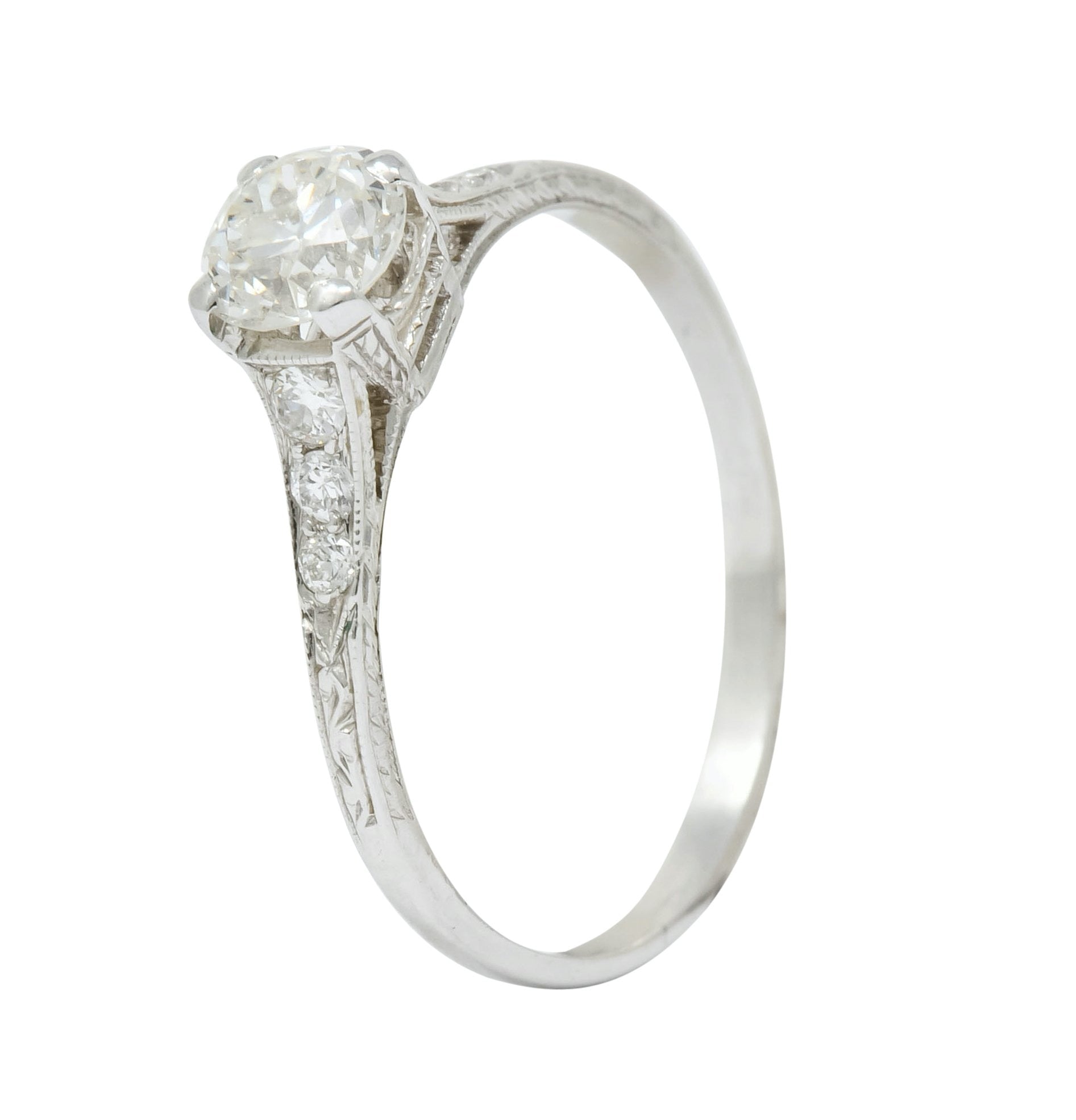 Art Deco 0.80 CTW Diamond Platinum Engagement Ring Circa 1930 - Wilson's Estate Jewelry