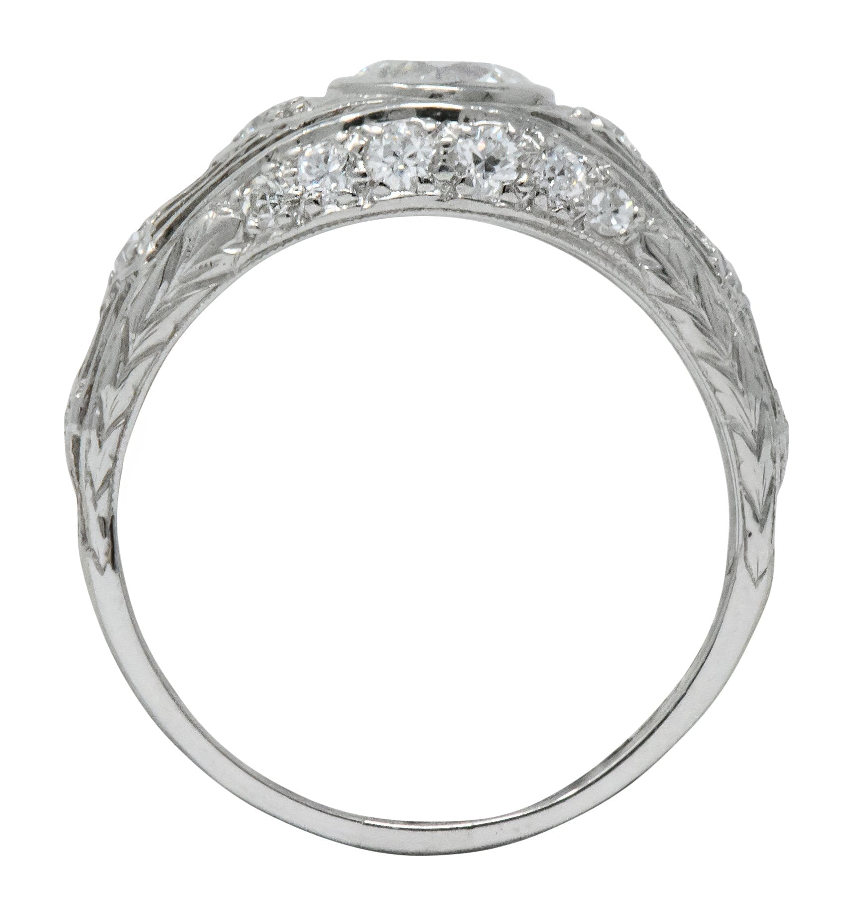 Art Deco 1.30 CTW Old European Cut Diamond Platinum Engagement Ring - Wilson's Estate Jewelry