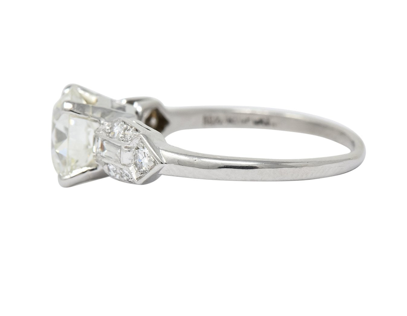 Art Deco 1.84 CTW Diamond Platinum Engagement Ring GIA - Wilson's Estate Jewelry