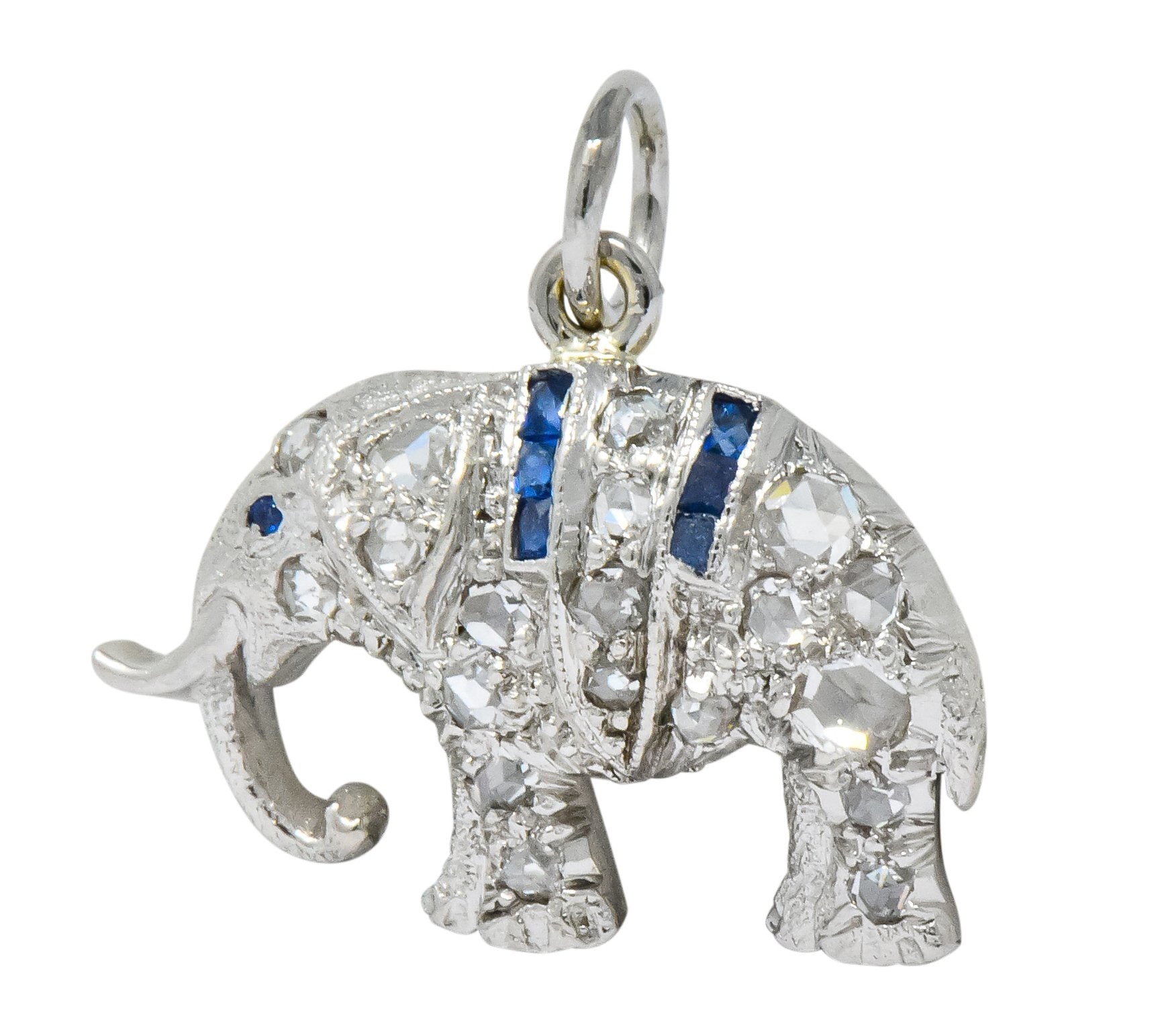 Art Deco 1920's 0.30 CTW Diamond Platinum Lucky Elephant Charm - Wilson's Estate Jewelry