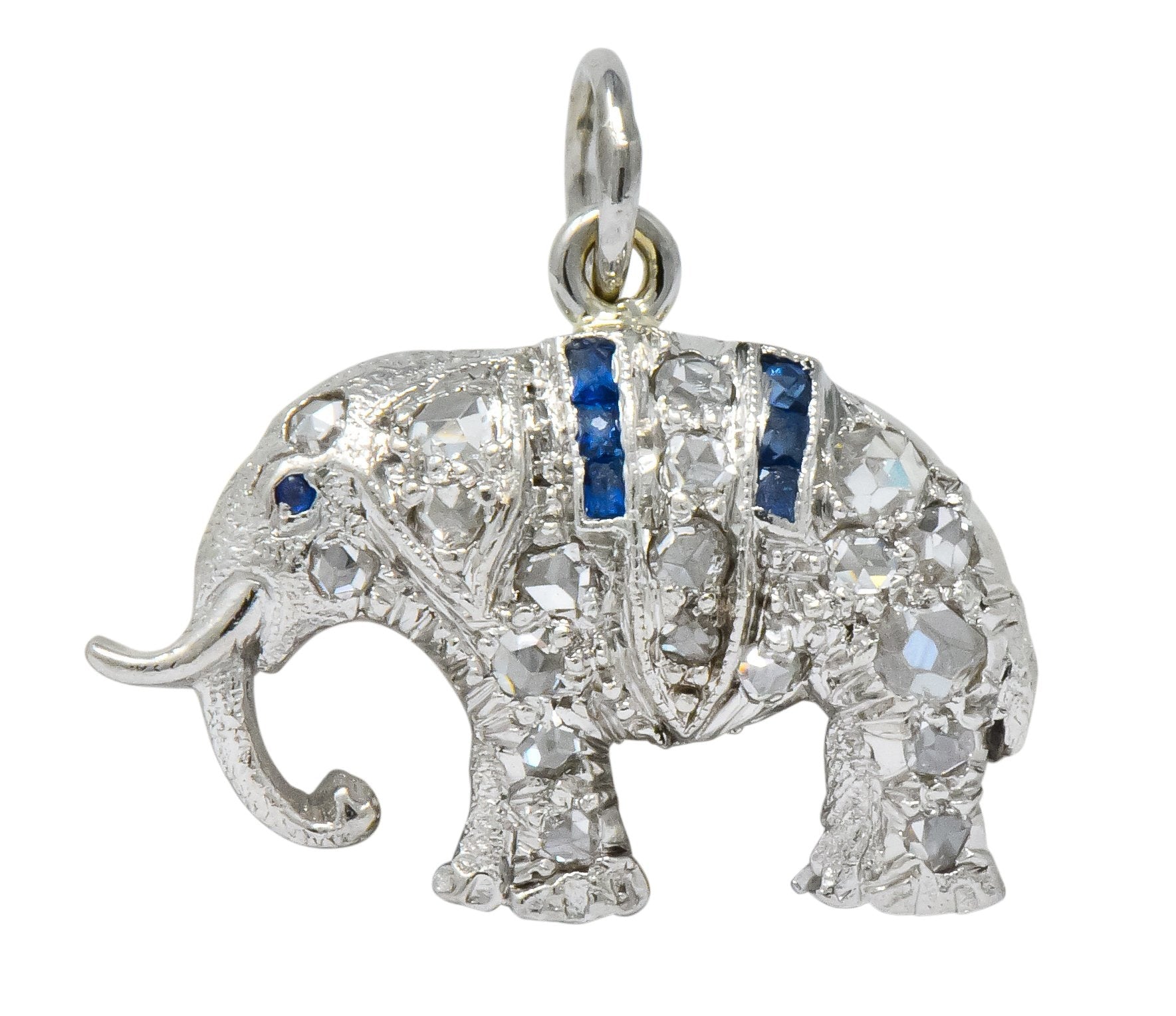 Art Deco 1920's 0.30 CTW Diamond Platinum Lucky Elephant Charm - Wilson's Estate Jewelry