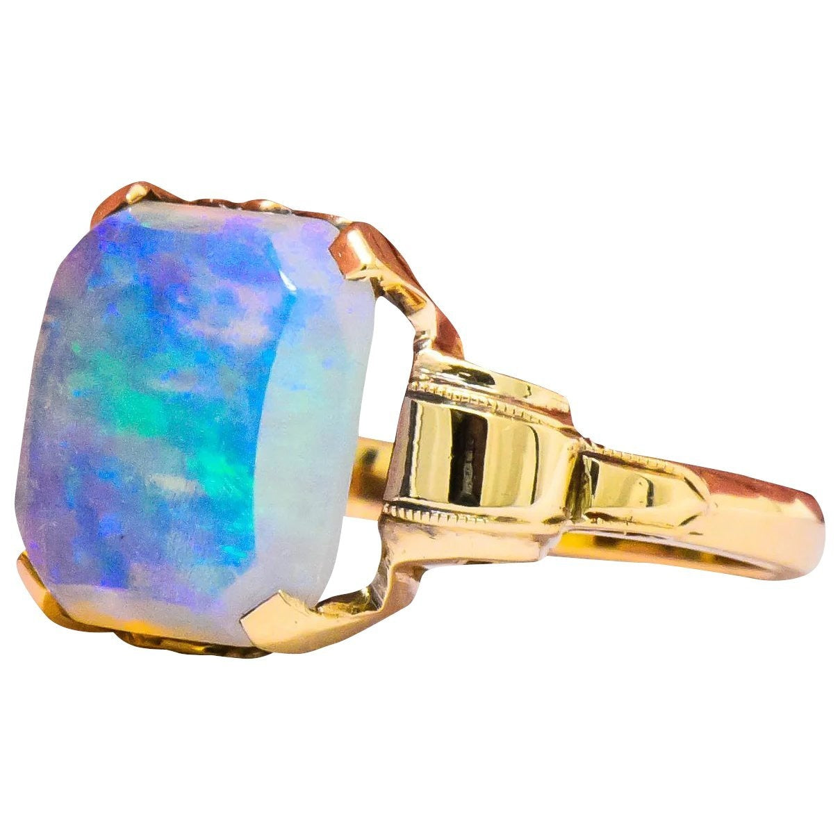 Art Deco 1920's Jelly Opal 10 Karat Gold Art Deco Ring Wilson's Estate Jewelry