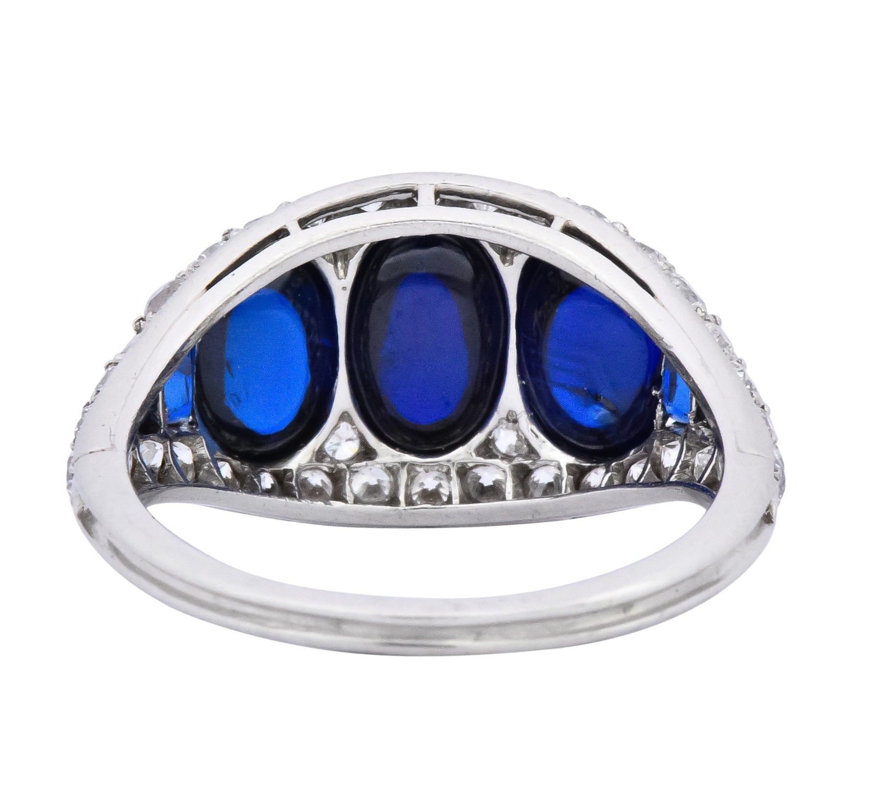 Art Deco 6.30 CTW No Heat Sapphire Diamond Platinum Ring AGL - Wilson's Estate Jewelry