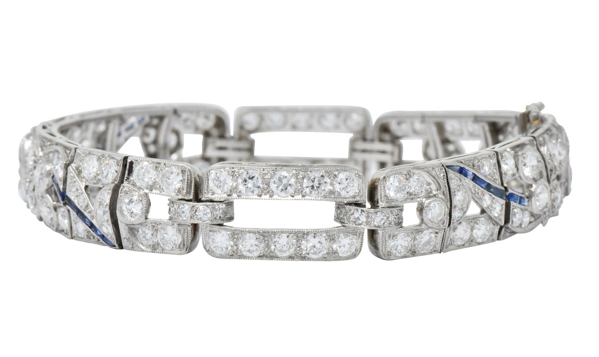 Art Deco 9.58 CTW Diamond Sapphire Platinum Bracelet - Wilson's Estate Jewelry