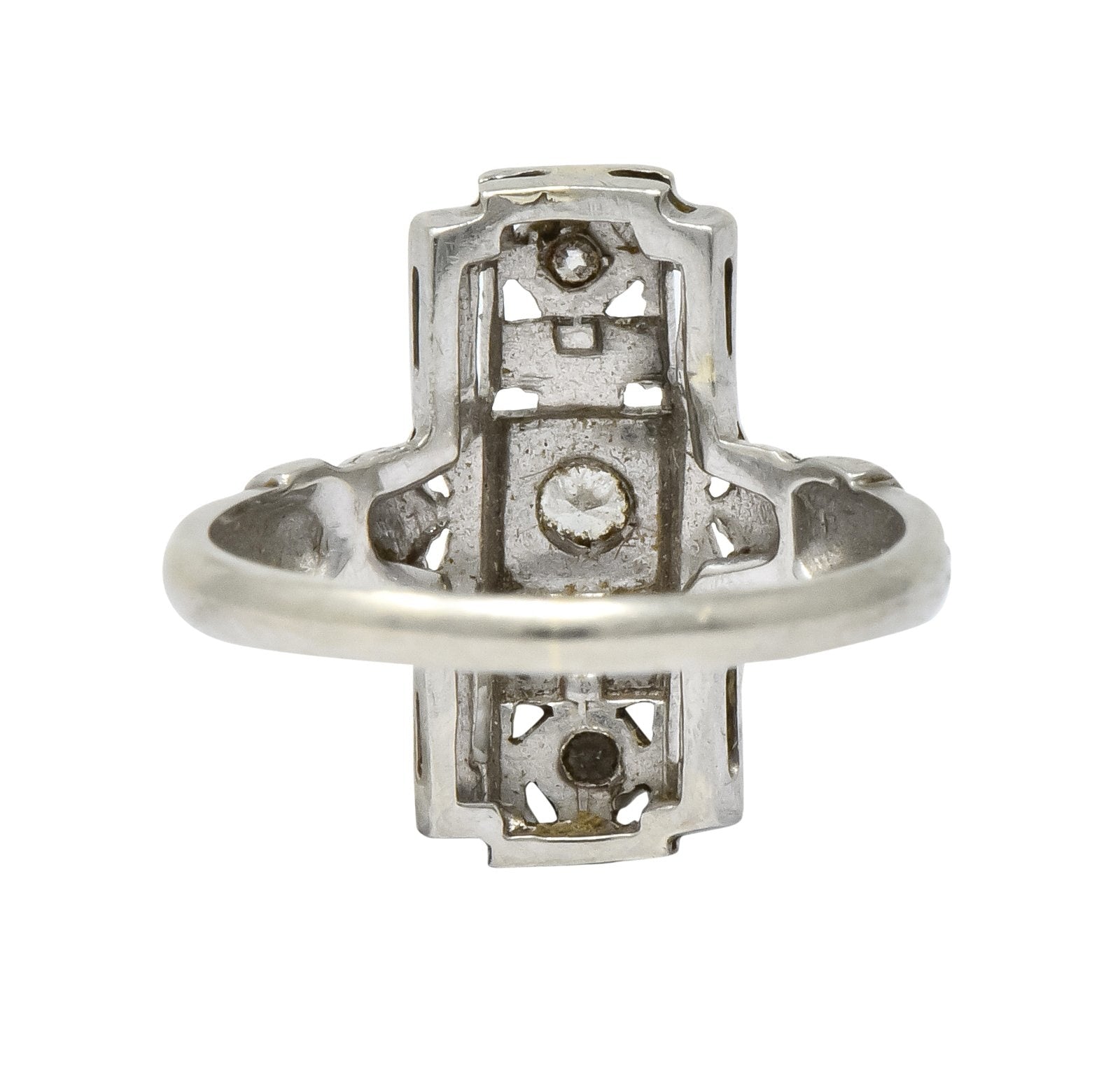 Art Deco Diamond 14 Karat White Gold Dinner Cocktail Ring - Wilson's Estate Jewelry