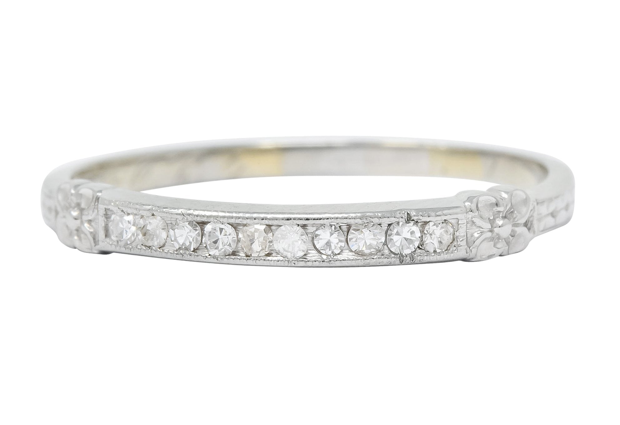 Art Deco Diamond 18 Karat White Gold Anniversary Band Ring - Wilson's Estate Jewelry