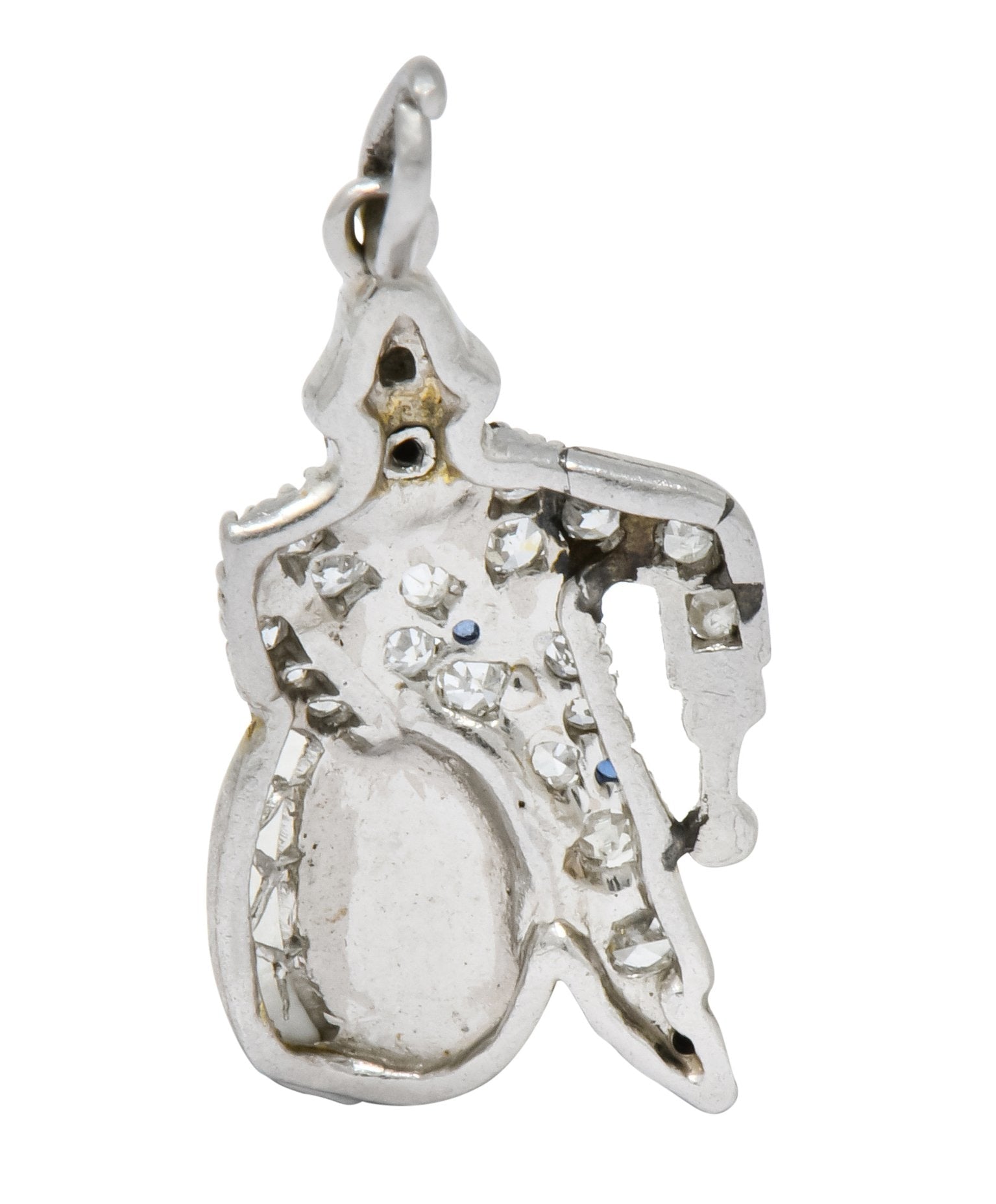 Art Deco Diamond Enamel Sapphire Platinum Drummer Boy Charm - Wilson's Estate Jewelry