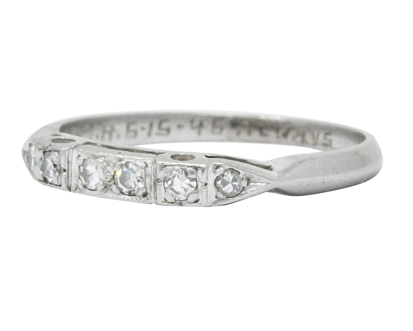 Art Deco Diamond Platinum Stackable Band Ring Wilson's Estate Jewelry