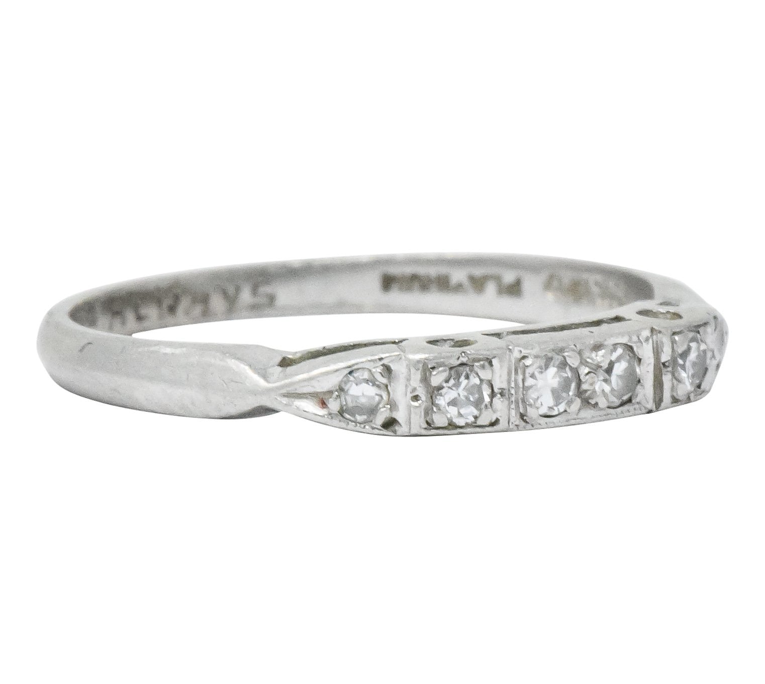 Art Deco Diamond Platinum Stackable Band Ring Wilson's Estate Jewelry