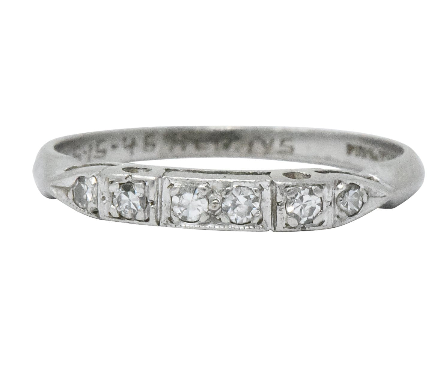 Art Deco Diamond Platinum Stackable Band Ring Wilson's Estate Jewelry