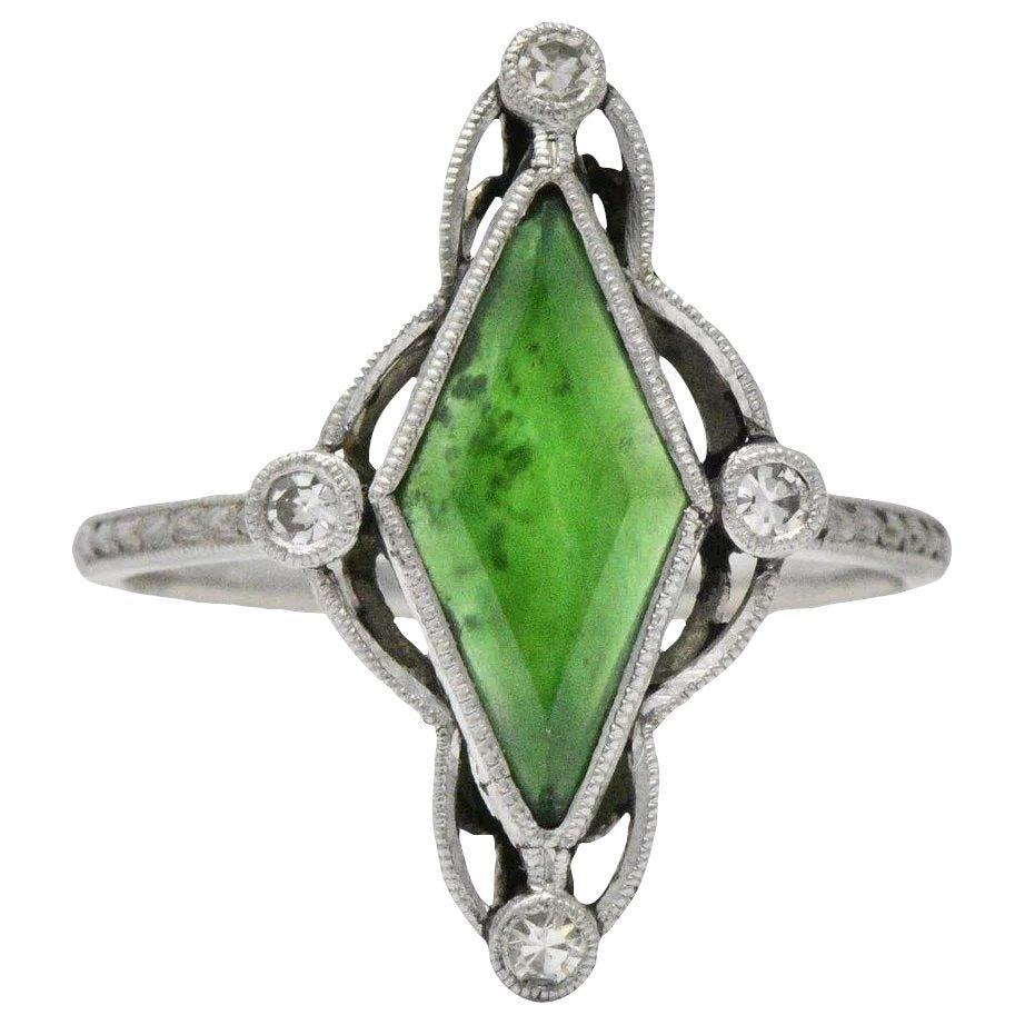 Art Deco Jade Diamond And Platinum Dress Ring Wilson's Estate Jewelry