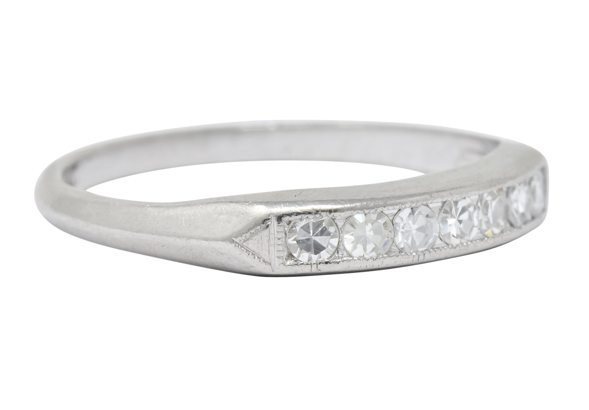 Art Deco Single Cut Diamond Platinum Stackable Band Ring - Wilson's Estate Jewelry