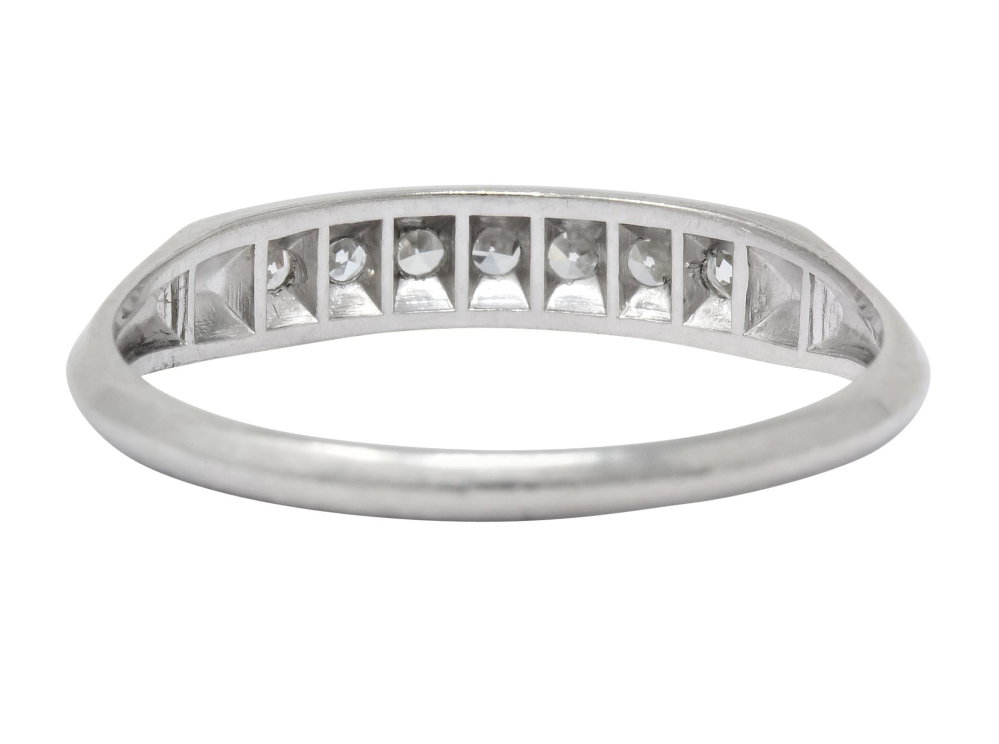 Art Deco Single Cut Diamond Platinum Stackable Band Ring - Wilson's Estate Jewelry