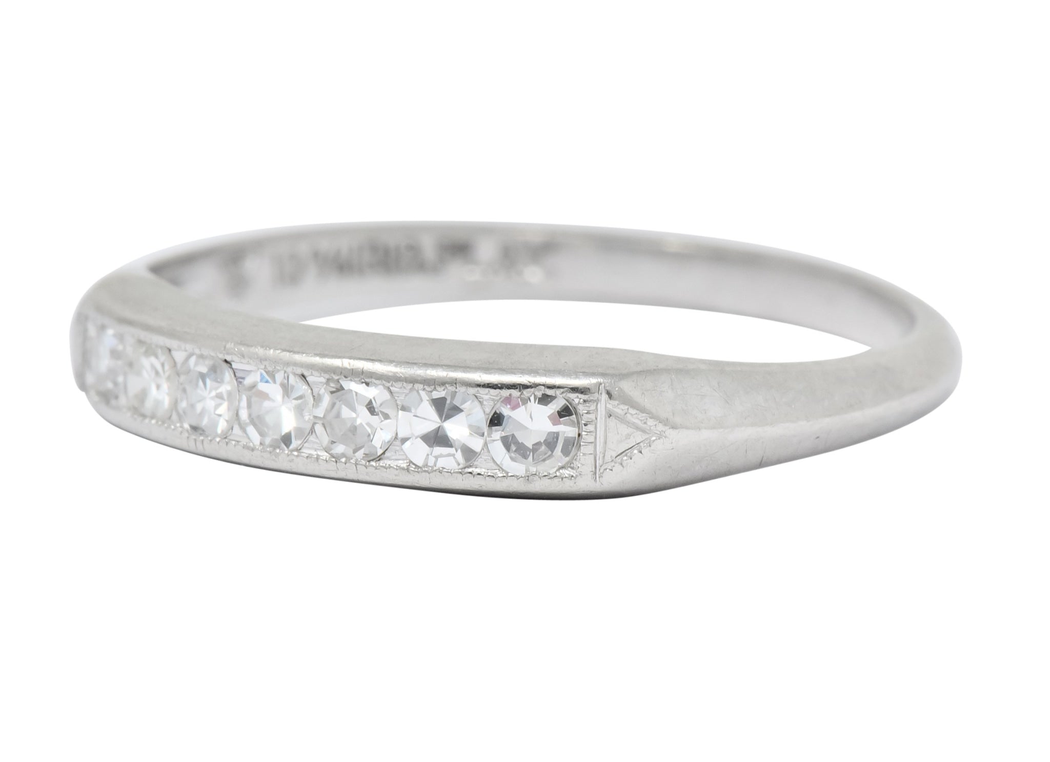 Art Deco Single Cut Diamond Platinum Stackable Band Ring - Wilson's Estate Jewelry