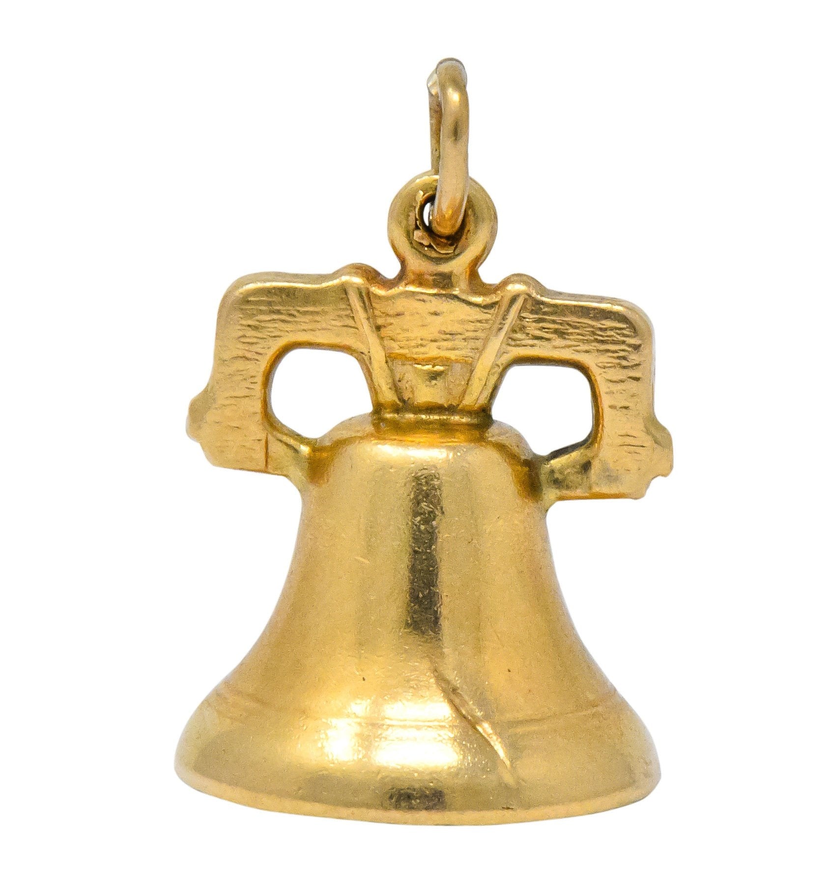 Art Nouveau 14 Karat Gold 3D Liberty Bell Articulated Clapper Charm - Wilson's Estate Jewelry