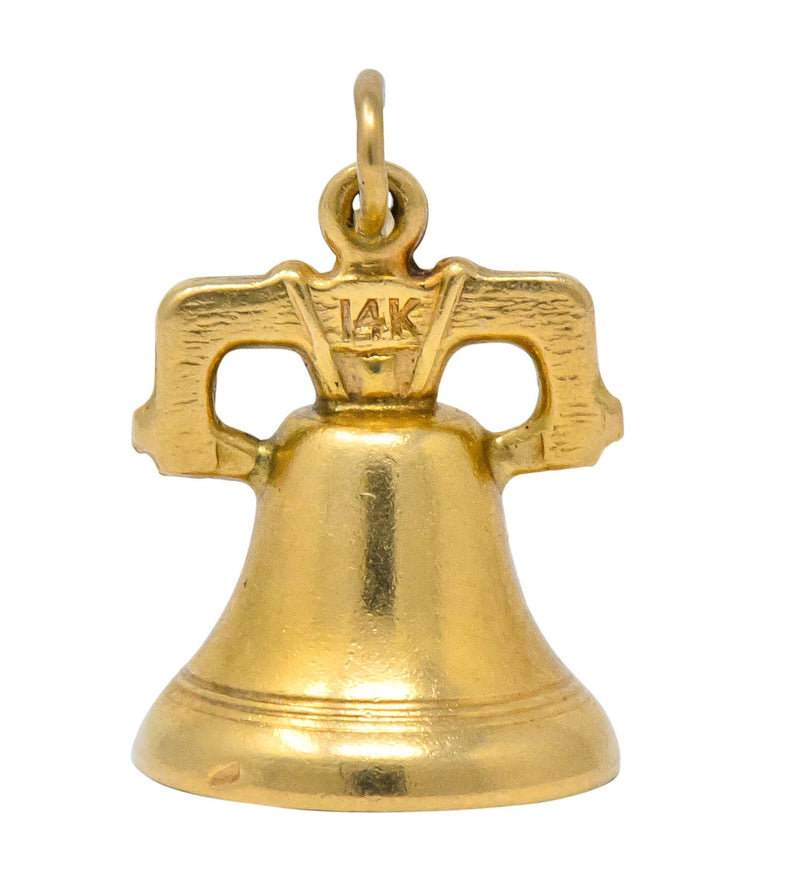 Art Nouveau 14 Karat Gold 3D Liberty Bell Articulated Clapper
