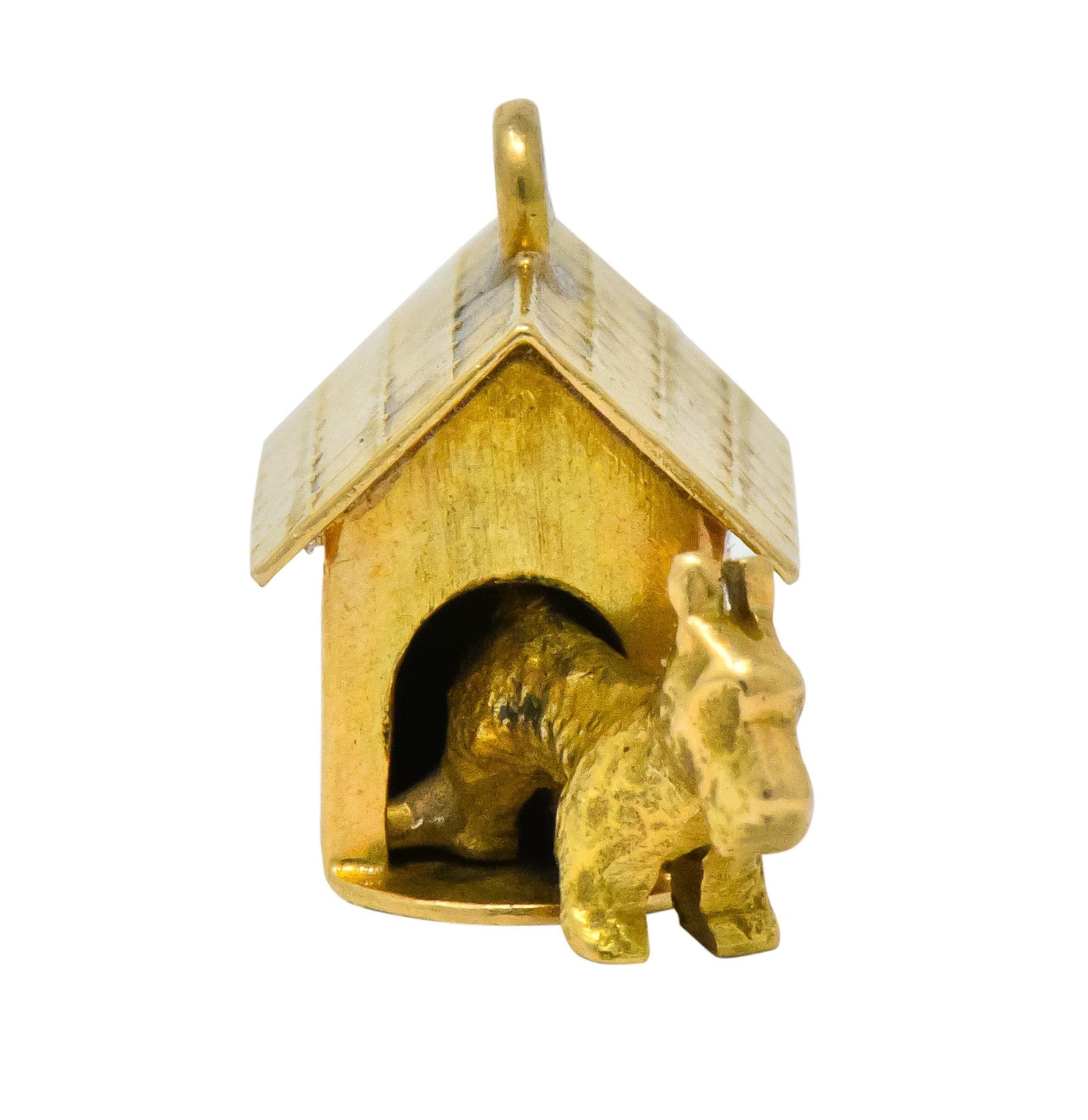 Art Nouveau 14 Karat Gold Articulated Scottish Terrier Dog House Charm - Wilson's Estate Jewelry