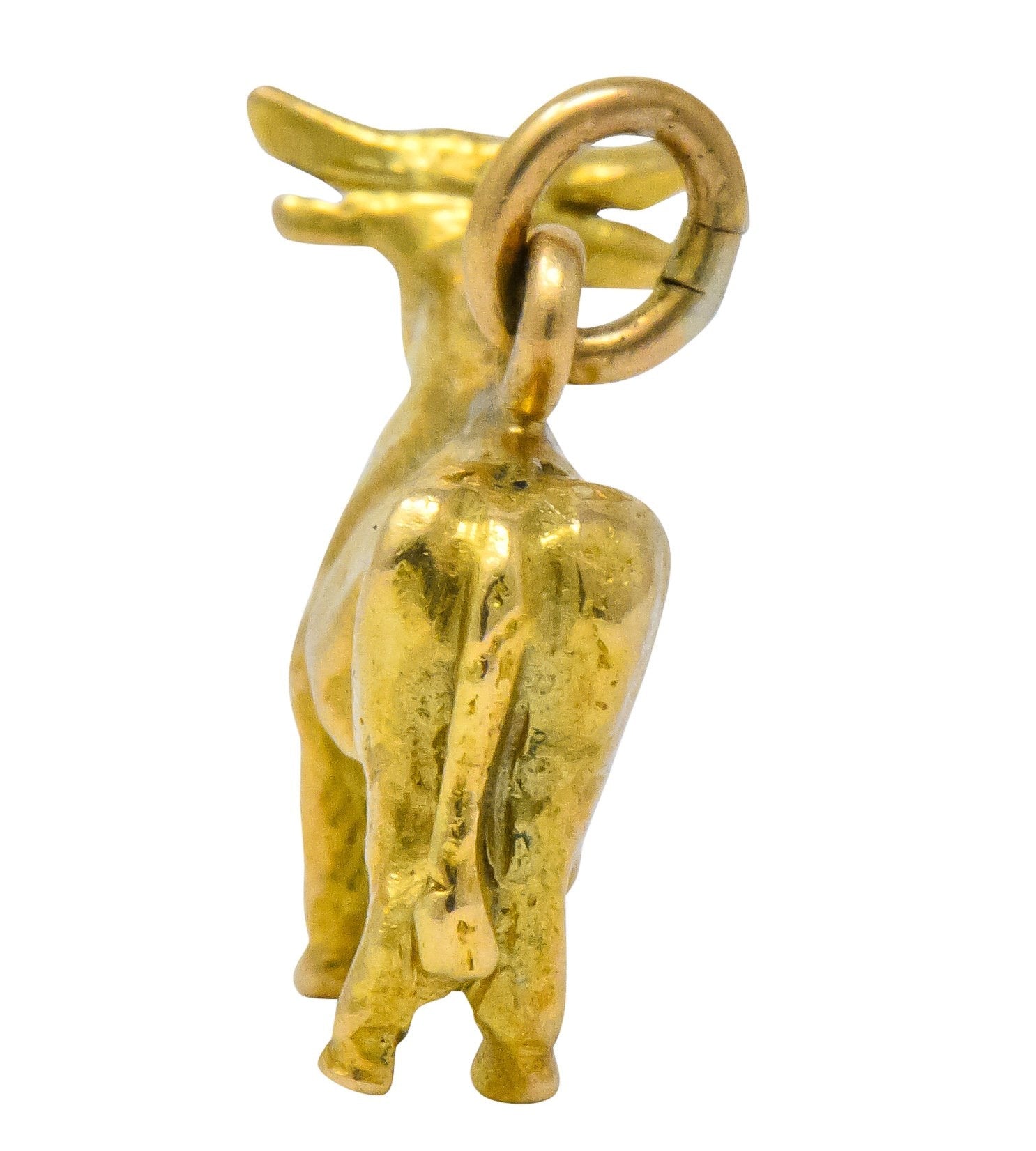 Art Nouveau 14 Karat Gold Horned Guernsey Dairy Cow Charm - Wilson's Estate Jewelry