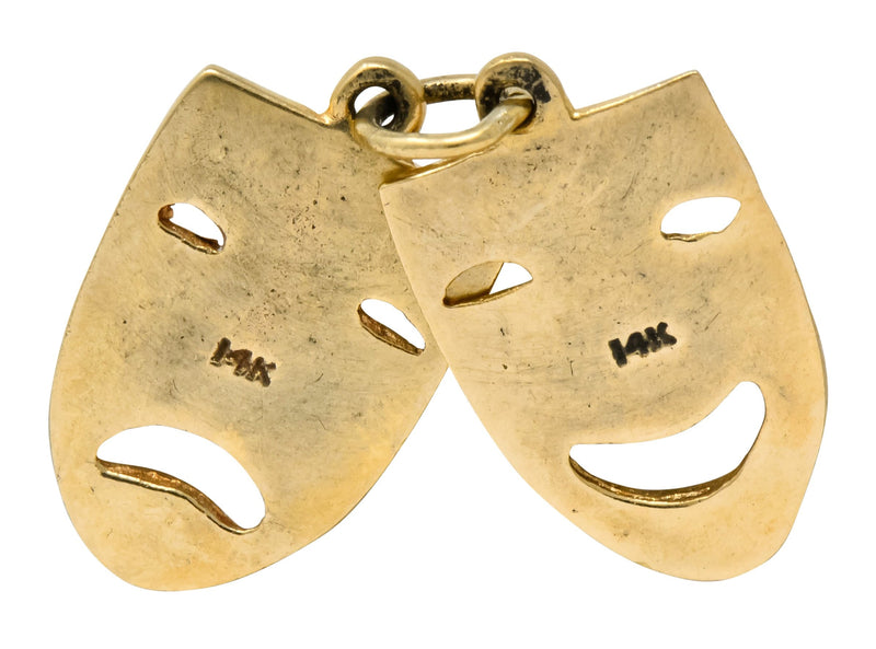 Art Nouveau 14 Karat Greek Tragedy Comedy Theater Mask Charm