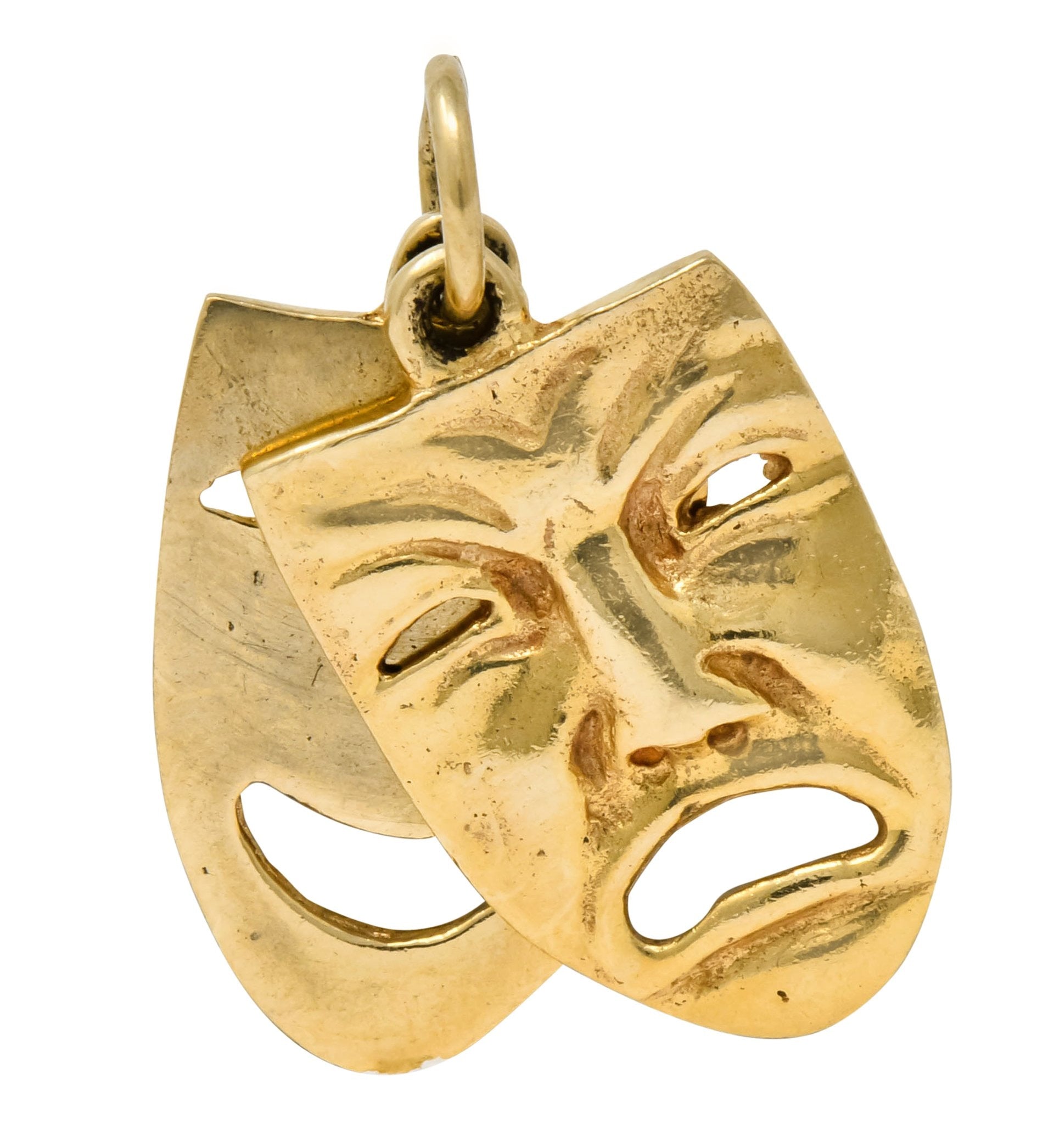 Art Nouveau 14 Karat Greek Tragedy Comedy Theater Mask Charm - Wilson's Estate Jewelry