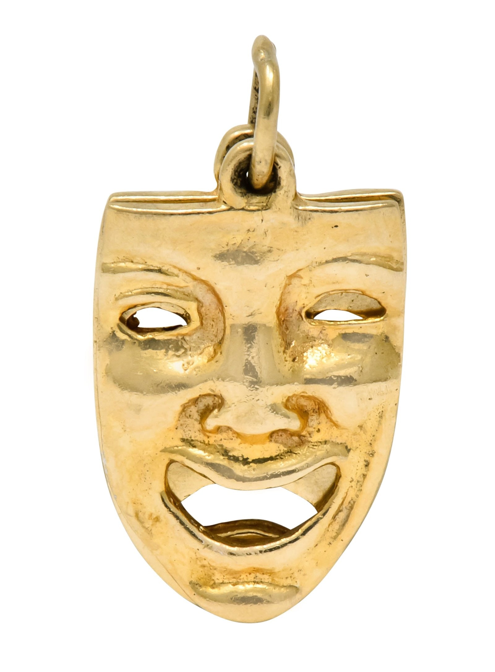 Art Nouveau 14 Karat Greek Tragedy Comedy Theater Mask Charm - Wilson's Estate Jewelry