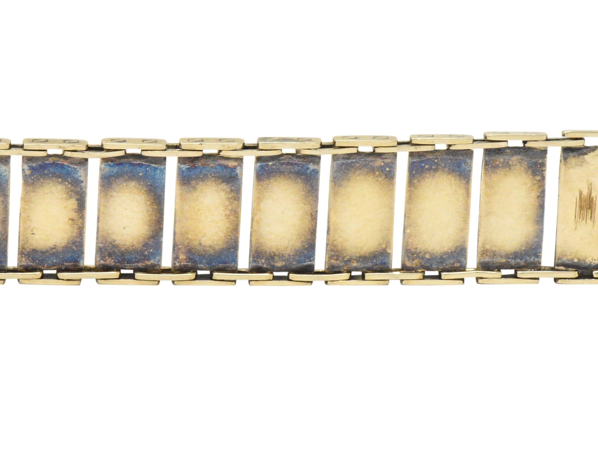 Art Nouveau 9 Karat Gold Asian Scenic Panel Link Bracelet Wilson's Estate Jewelry