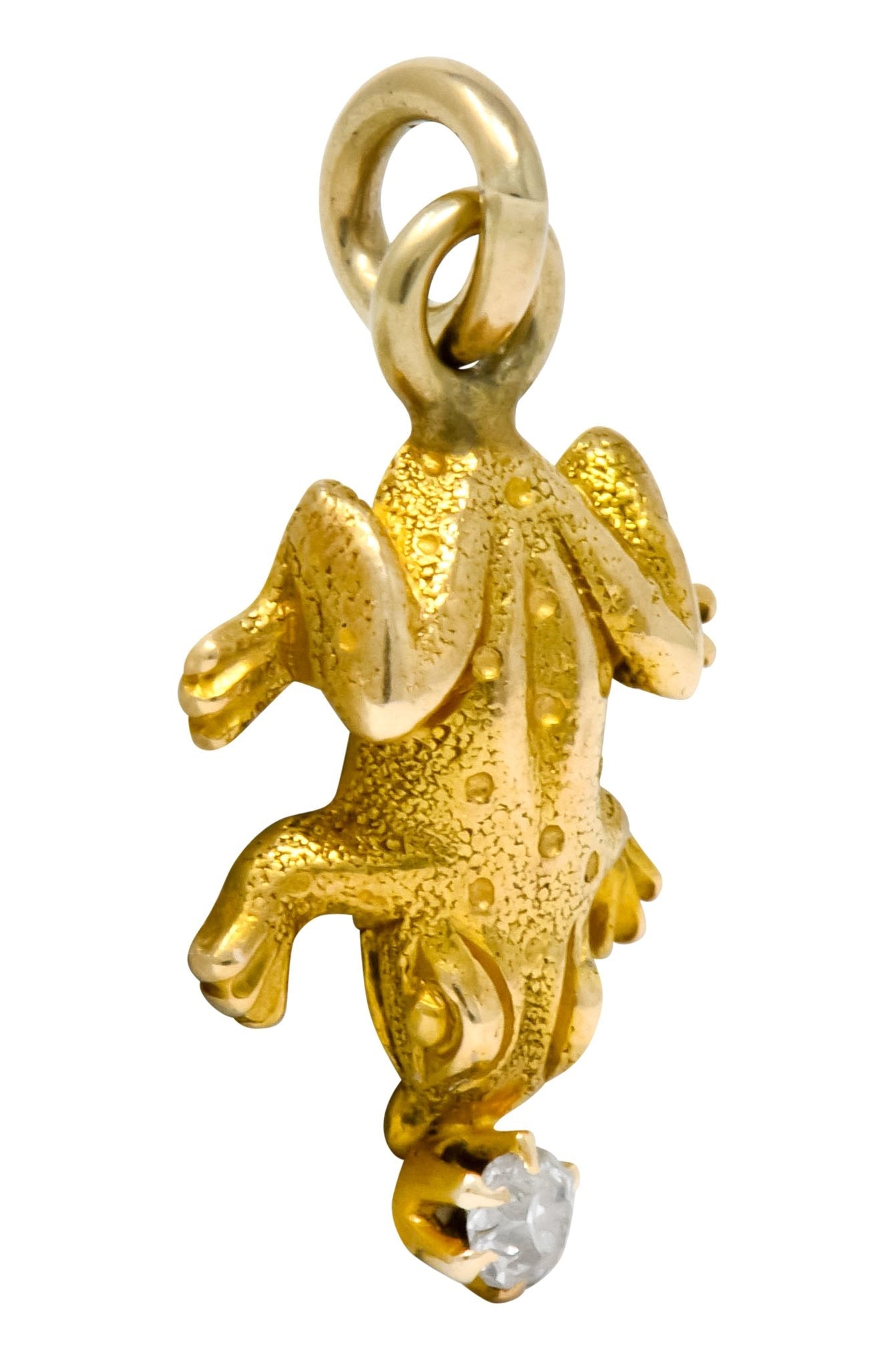 Art Nouveau Diamond 14 Karat Gold Detailed Frog Charm - Wilson's Estate Jewelry