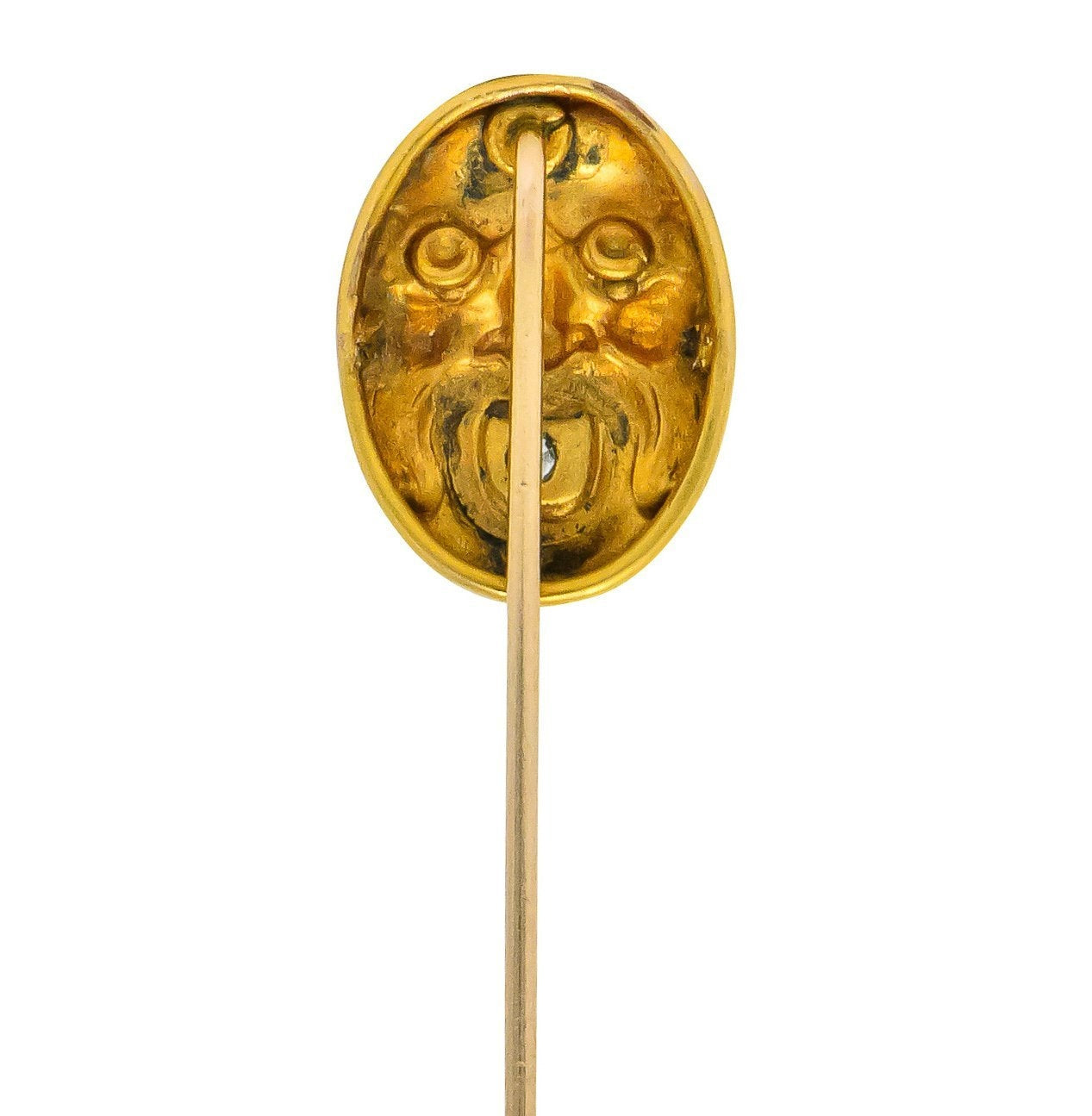 Art Nouveau Diamond 14 Karat Gold Italian Fountain Grotesque Stick pin - Wilson's Estate Jewelry