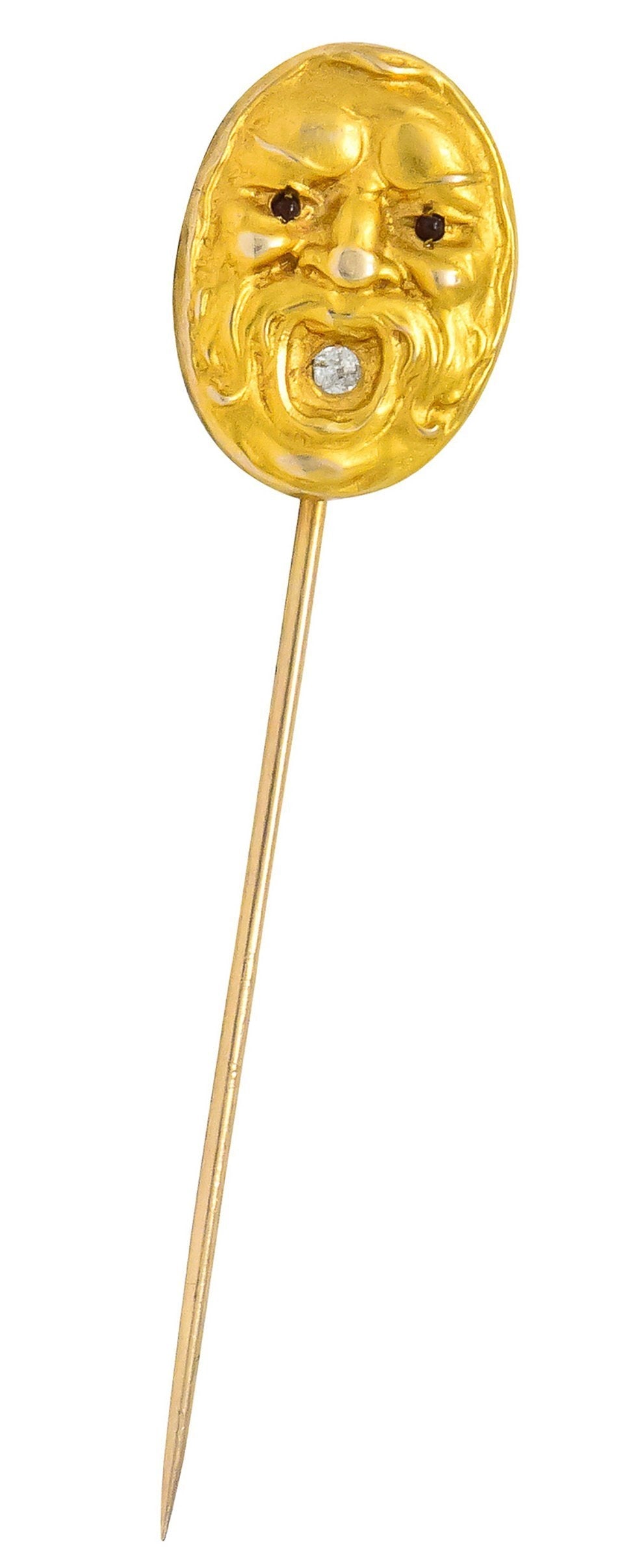 Art Nouveau Diamond 14 Karat Gold Italian Fountain Grotesque Stick pin - Wilson's Estate Jewelry