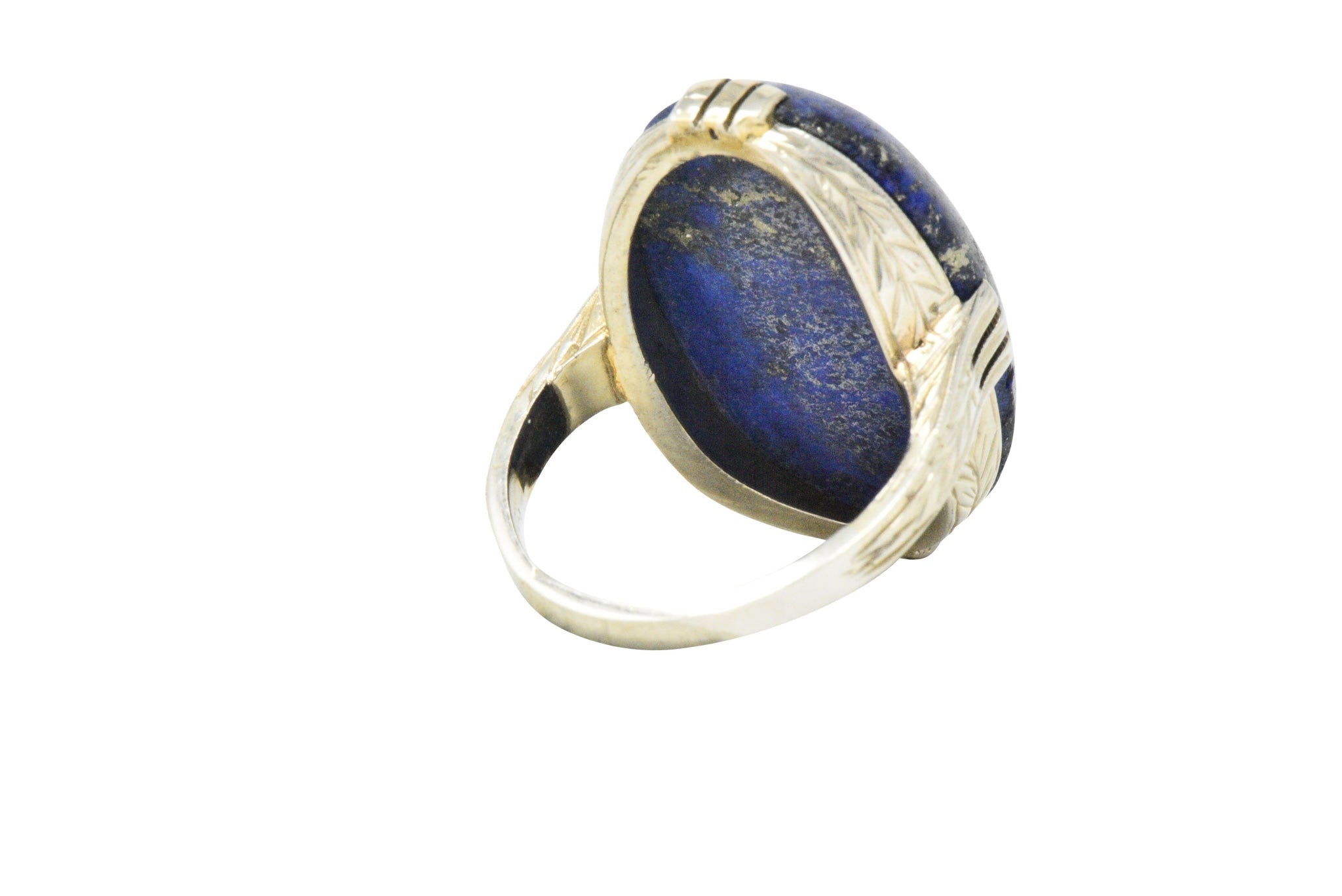 Art Nouveau Lapis Lazuli And 14 Karat White Gold Cocktail Ring Wilson's Estate Jewelry