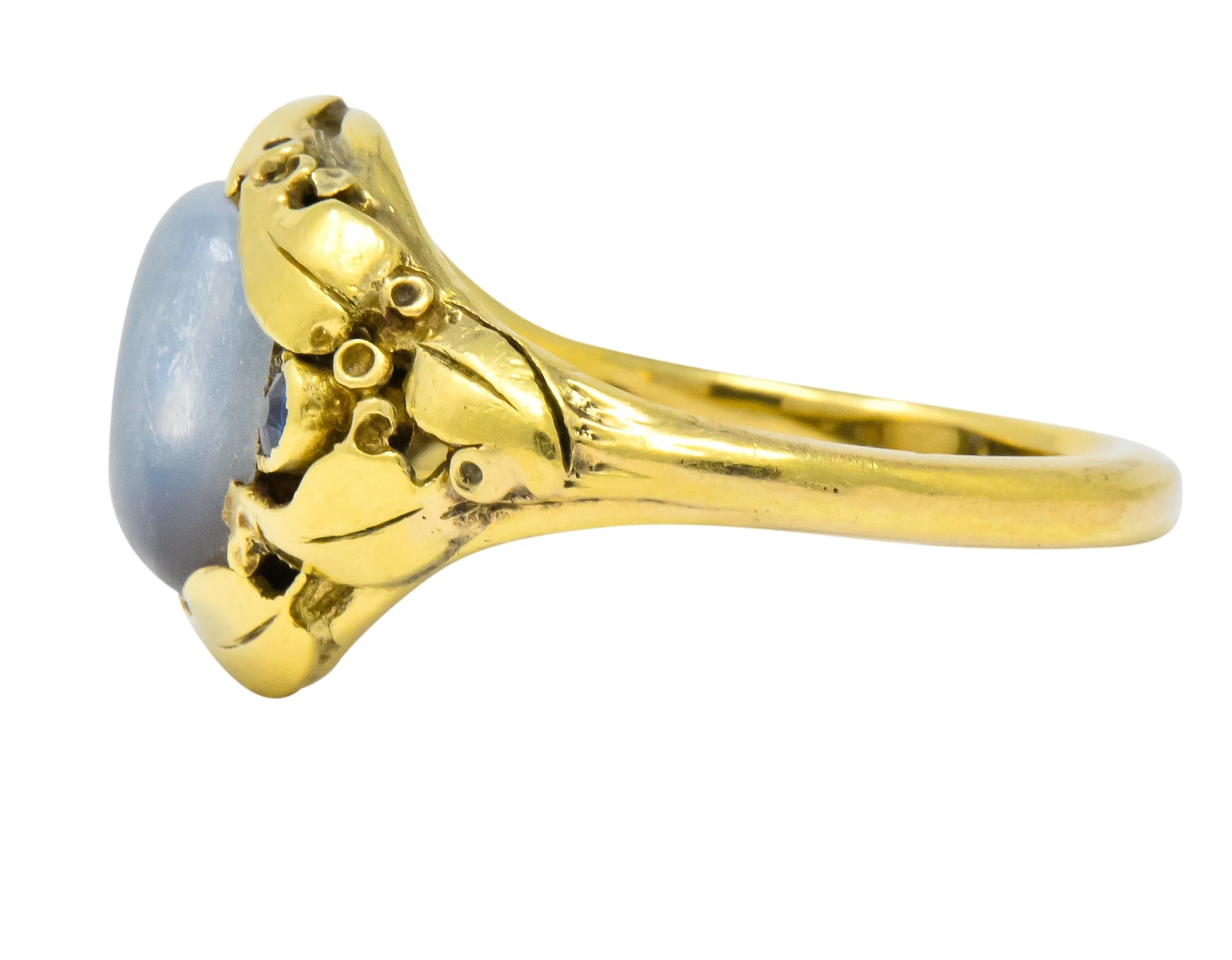 Art Nouveau Moonstone Sapphire 14 Karat Gold Ring Circa 1905 - Wilson's Estate Jewelry