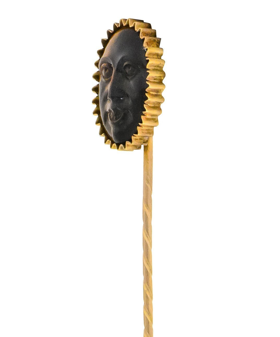 Art Nouveau Tiger's Eye 14 Karat Gold Sun Face Stickpin - Wilson's Estate Jewelry