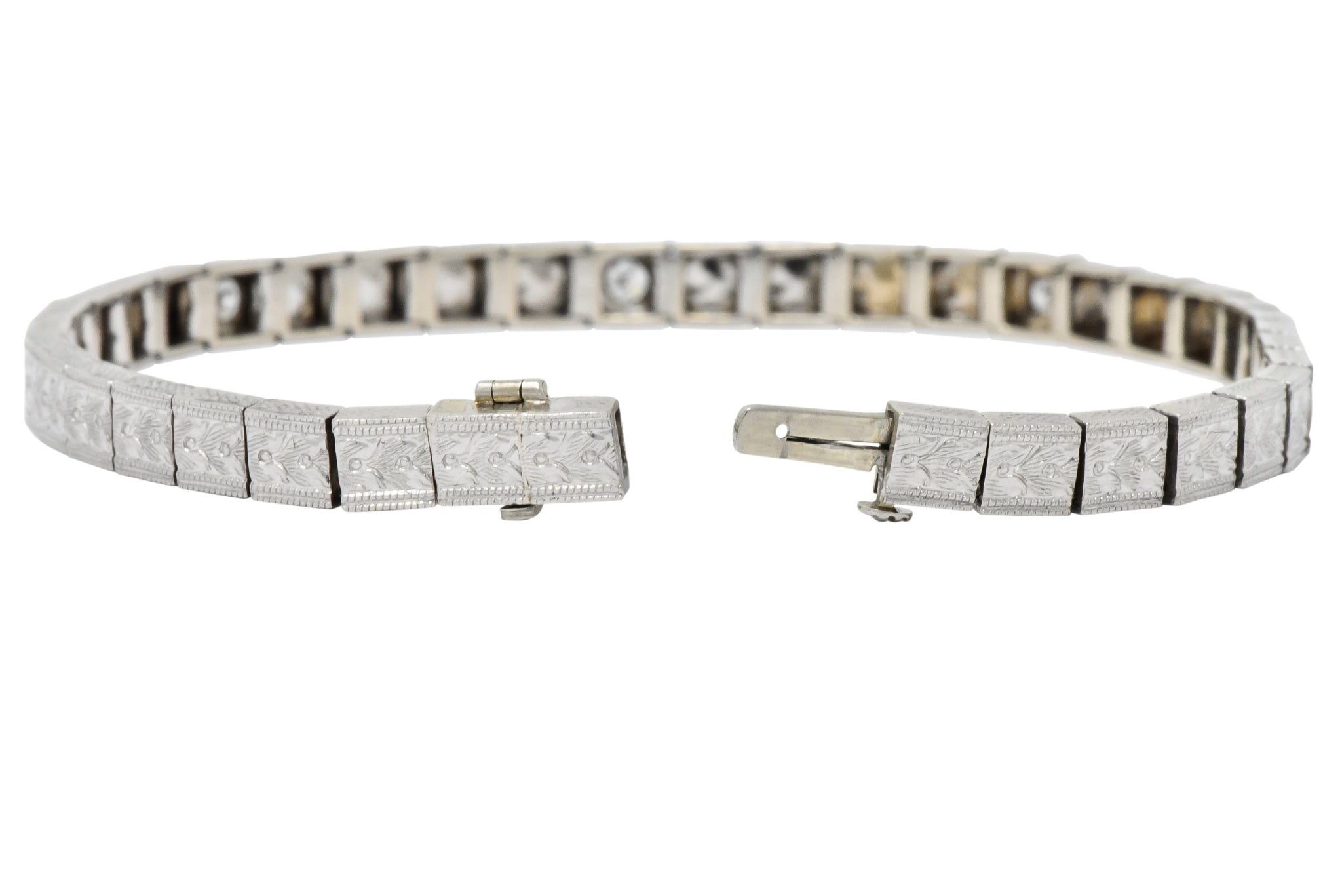 Bailey Banks & Biddle Art Deco Diamond Platinum Link Bracelet - Wilson's Estate Jewelry