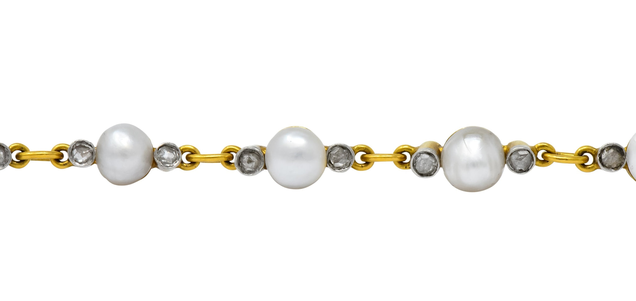 Belle Epoque French Pearl Diamond Platinum 18 Karat Gold Bracelet Circa 1910 - Wilson's Estate Jewelry