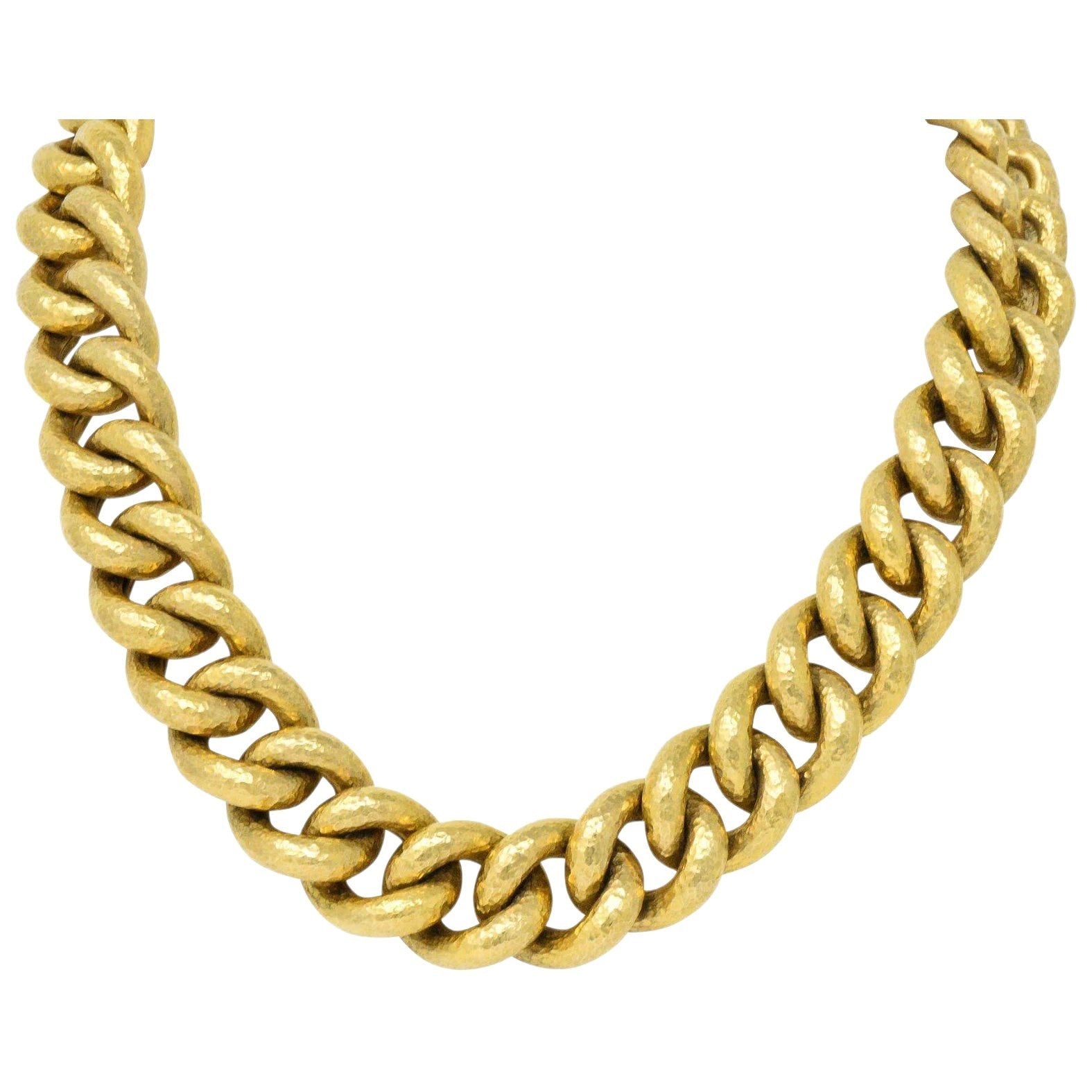 Bold Contemporary 18 Karat Gold Link Necklace Wilson's Estate Jewelry