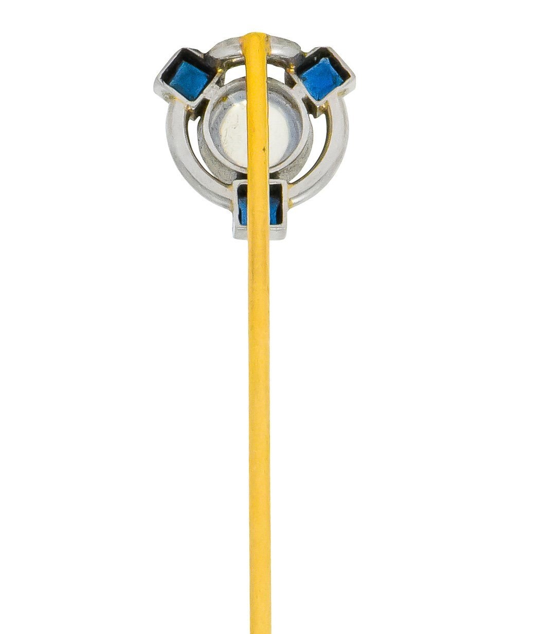 Brassler & Co. 1920 Art Deco Moonstone Sapphire Platinum Stickpin - Wilson's Estate Jewelry