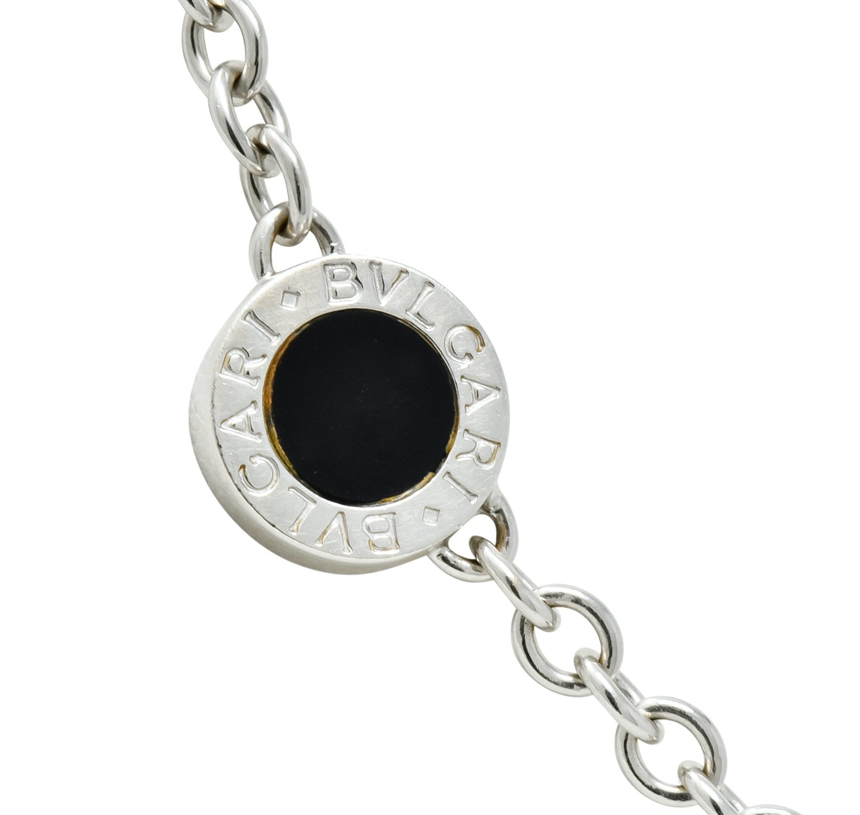 Bulgari 1.15 CTW Diamond Onyx 18 Karat White Gold Reversible Station Necklace - Wilson's Estate Jewelry