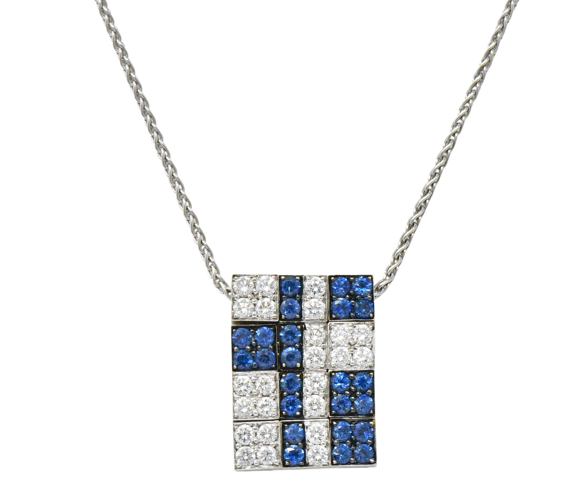 Bulgari 1.25 CTW Diamond Sapphire 18 Karat White Gold Enigma Necklace Wilson's Estate Jewelry