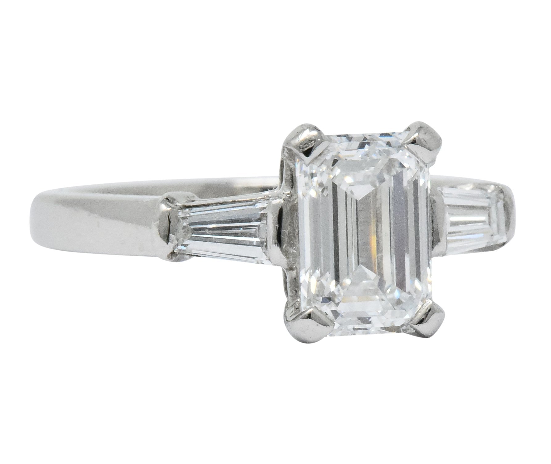 Bulgari 1.48 CTW Emerald Cut Diamond Platinum Engagement Ring GIA - Wilson's Estate Jewelry