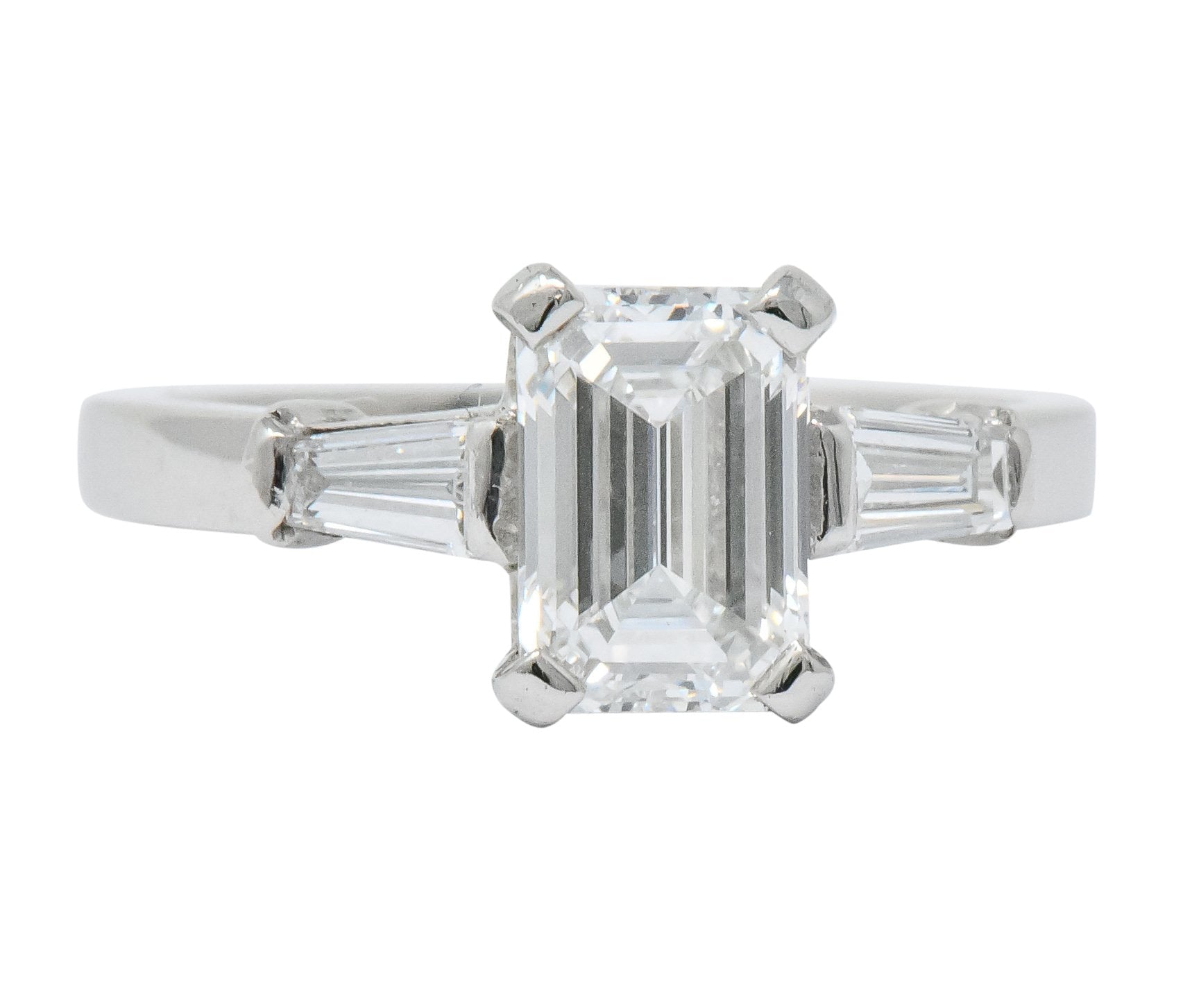 Bulgari 1.48 CTW Emerald Cut Diamond Platinum Engagement Ring GIA - Wilson's Estate Jewelry