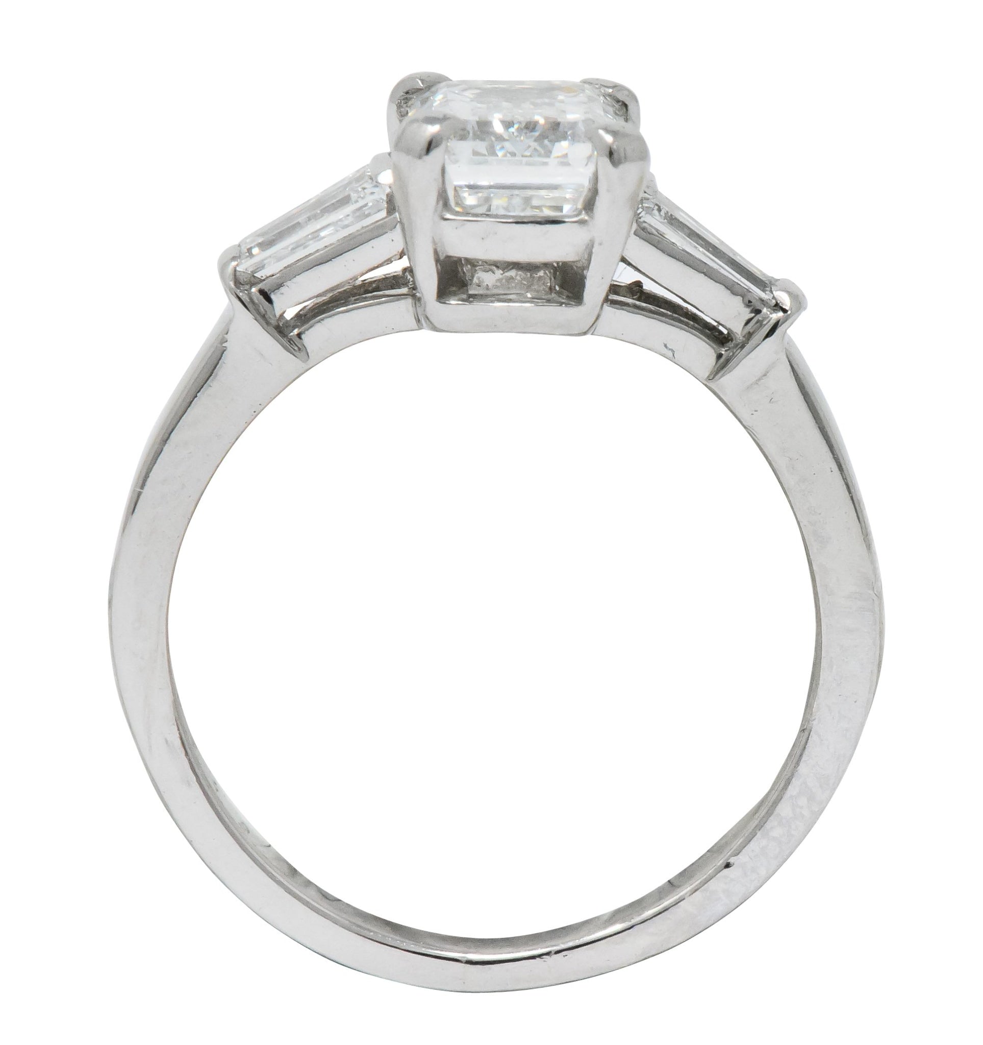 Bulgari 1.48 CTW Emerald Cut Diamond Platinum Engagement Ring GIA - Wilson's Estate Jewelry