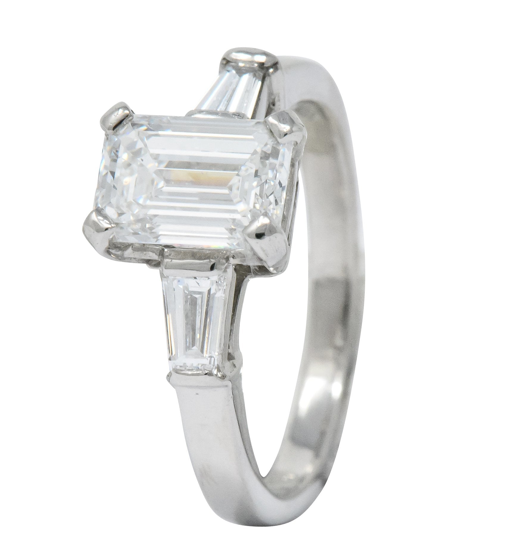 Bulgari 1.48 CTW Emerald Cut Diamond Platinum Engagement Ring GIA - Wilson's Estate Jewelry