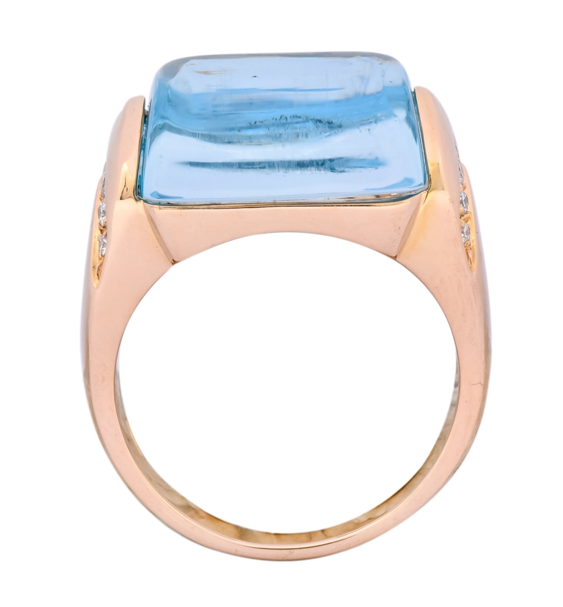 Bulgari 14.24 CTW Blue Topaz Diamond 18 Karat Gold Italian Tronchetto Ring - Wilson's Estate Jewelry