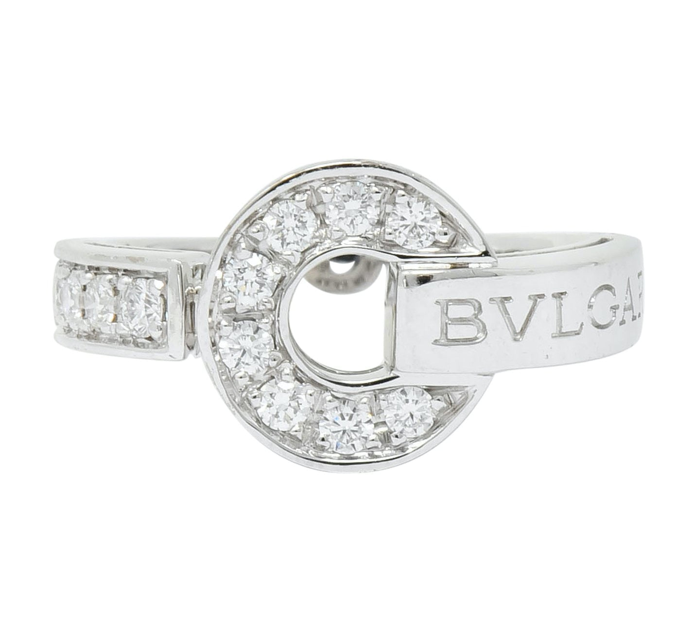 Bulgari Bvlgari Diamond 18 Karat White Gold Circle Ring - Wilson's Estate Jewelry