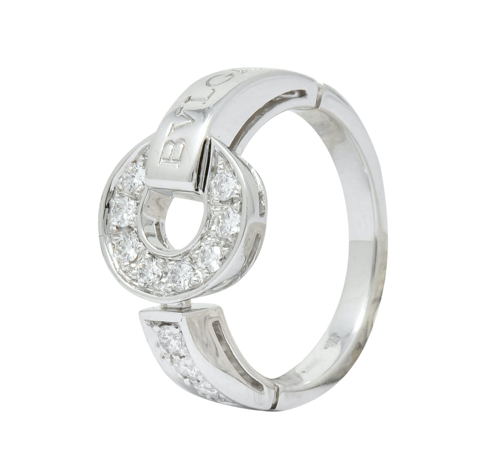 Bulgari Bvlgari Diamond 18 Karat White Gold Circle Ring - Wilson's Estate Jewelry